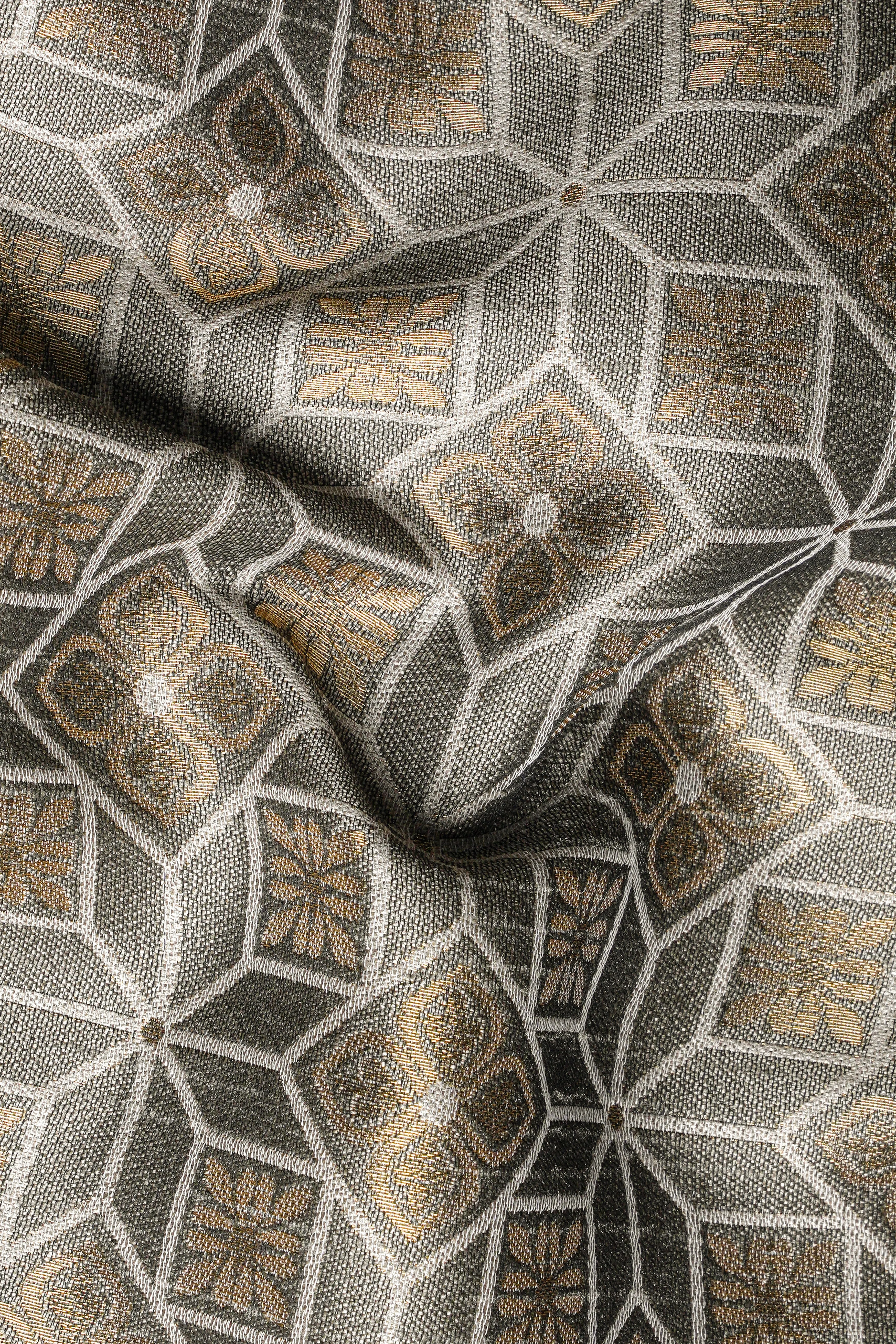 Friar Gray and Pavlova Brown Geometric Pattern Jacquard Weave Long Open Koti with Kurta sold by French Crown product image thumbnail 3
