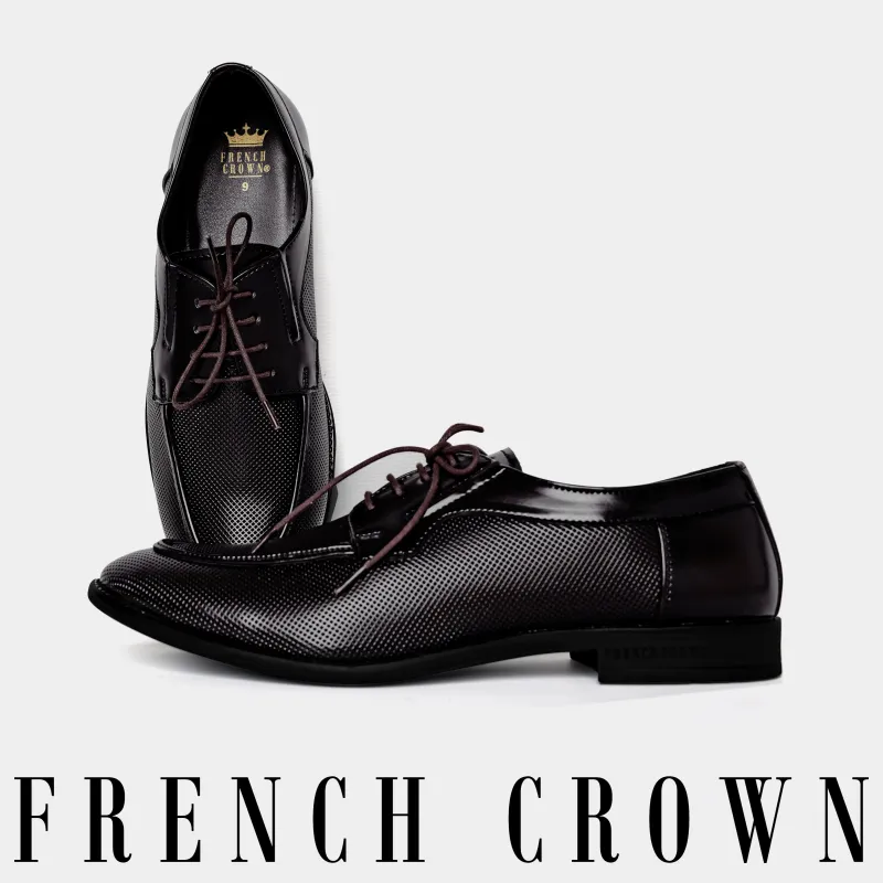 Wine Vegan Leather Textured Blucher Shoes sold by French Crown