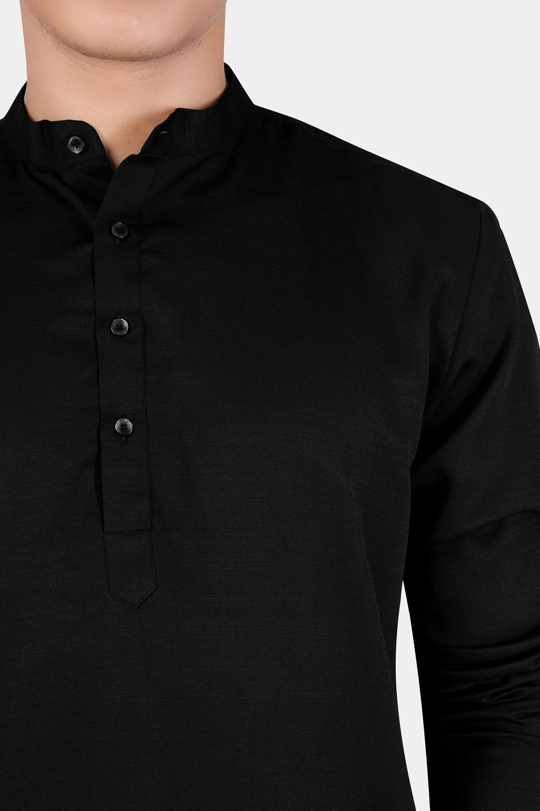 Jade Black Subtle Sheen Viscose Kurta sold by French Crown product image thumbnail 4