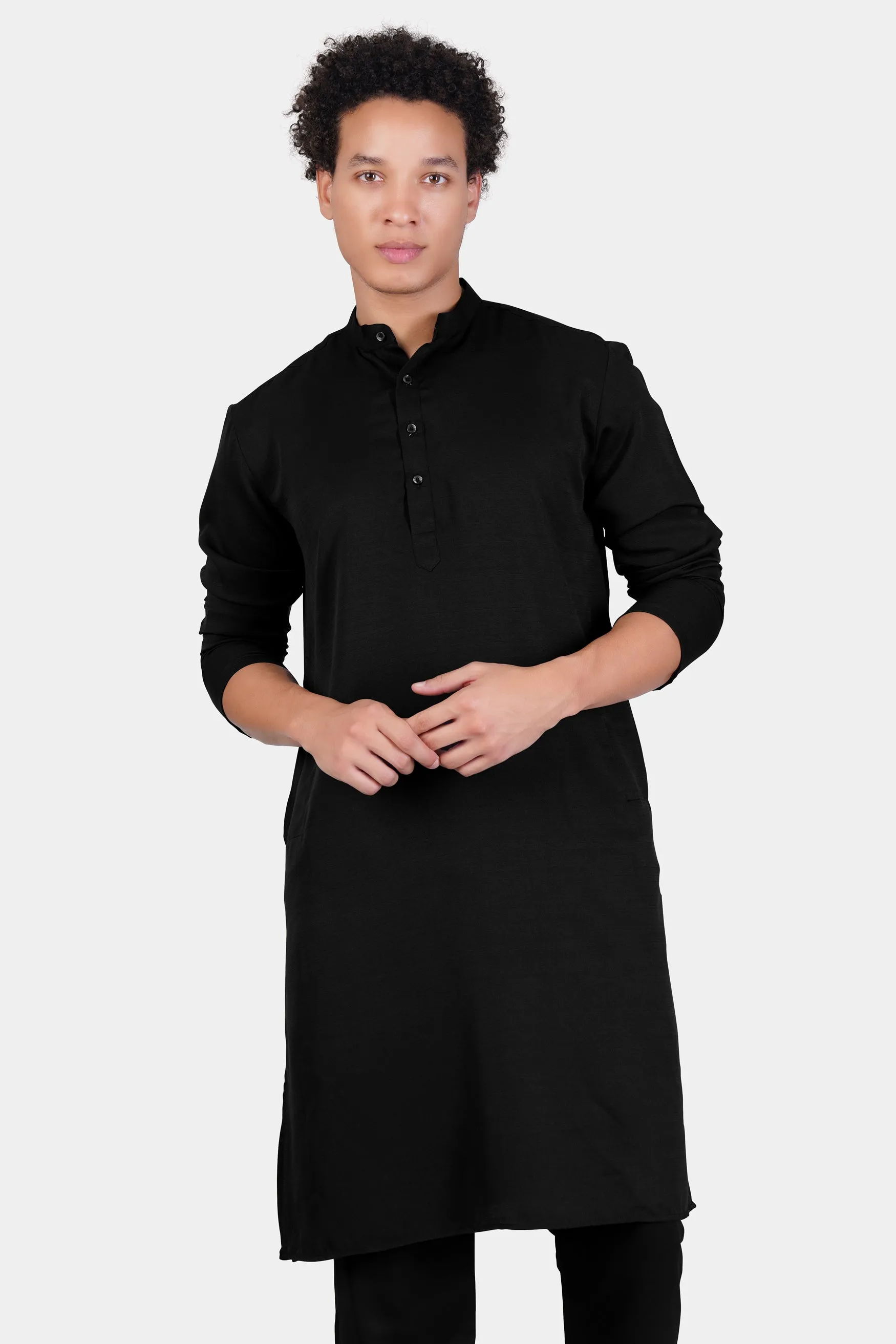 Jade Black Subtle Sheen Viscose Kurta sold by French Crown product image thumbnail 5