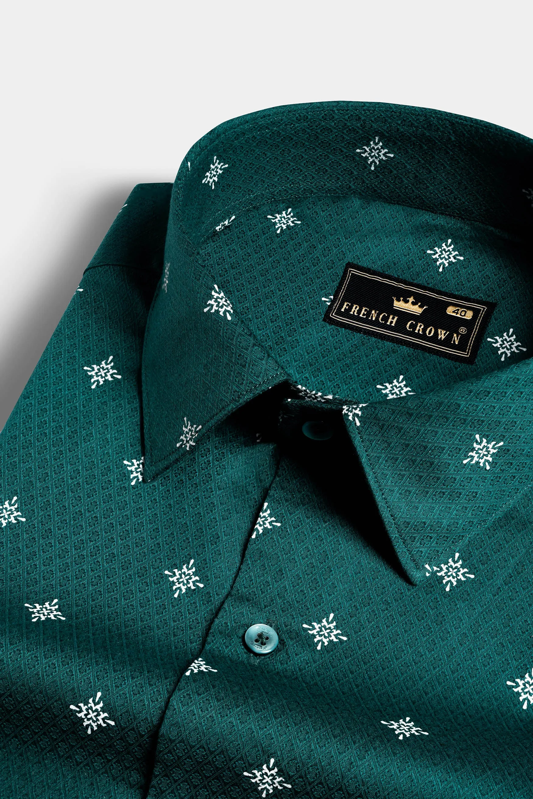 Eden Green Dobby Textured Premium Giza Cotton Shirt sold by French Crown