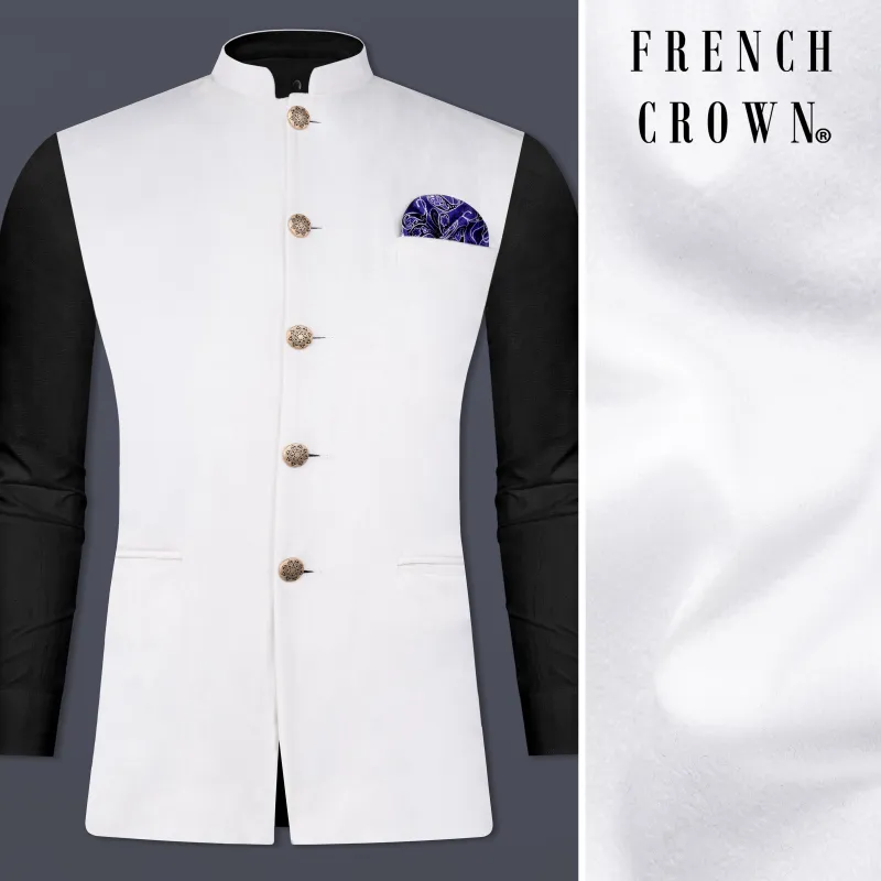 Bright White Velvet Nehru Jacket sold by French Crown
