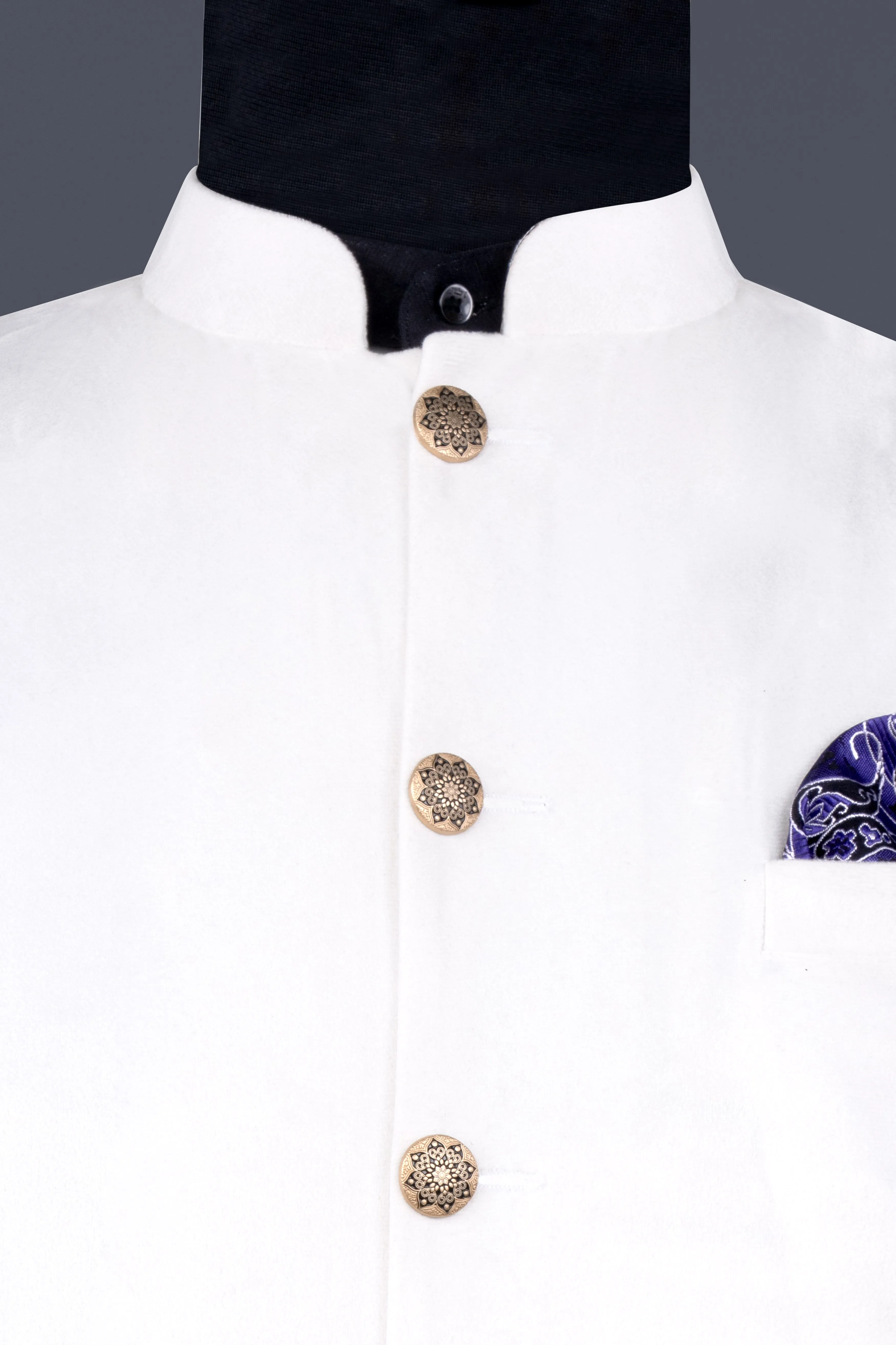 Bright White Velvet Nehru Jacket sold by French Crown product image thumbnail 5