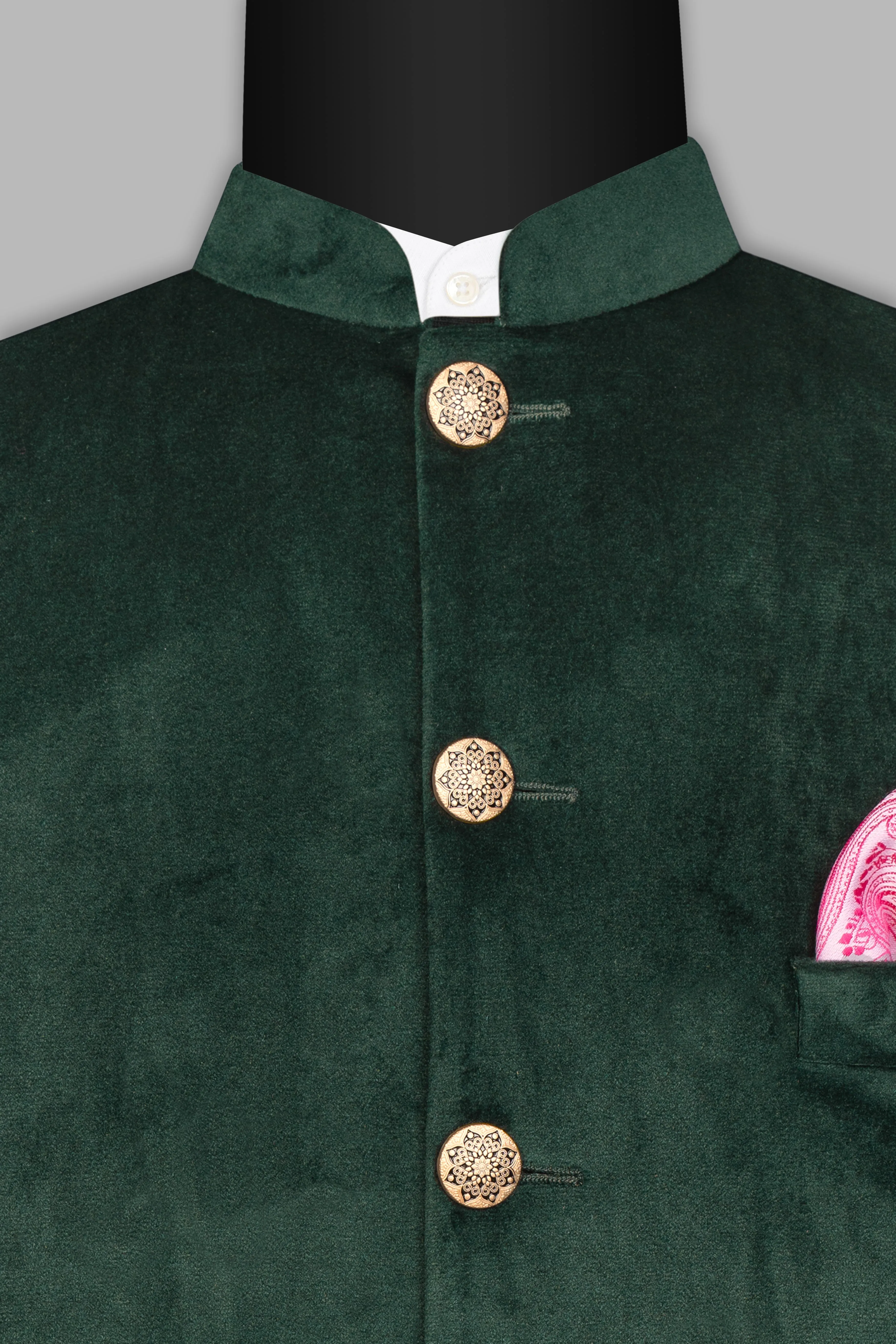 Green Velvet Nehru Jacket sold by French Crown product image thumbnail 5