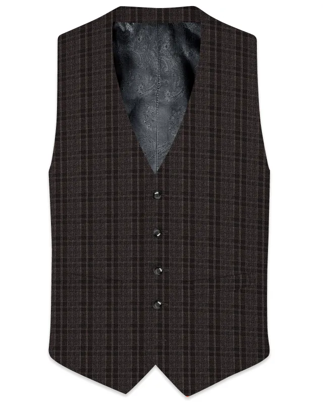 Thunder Brown Plaid Tweed Waistcoat sold by French Crown