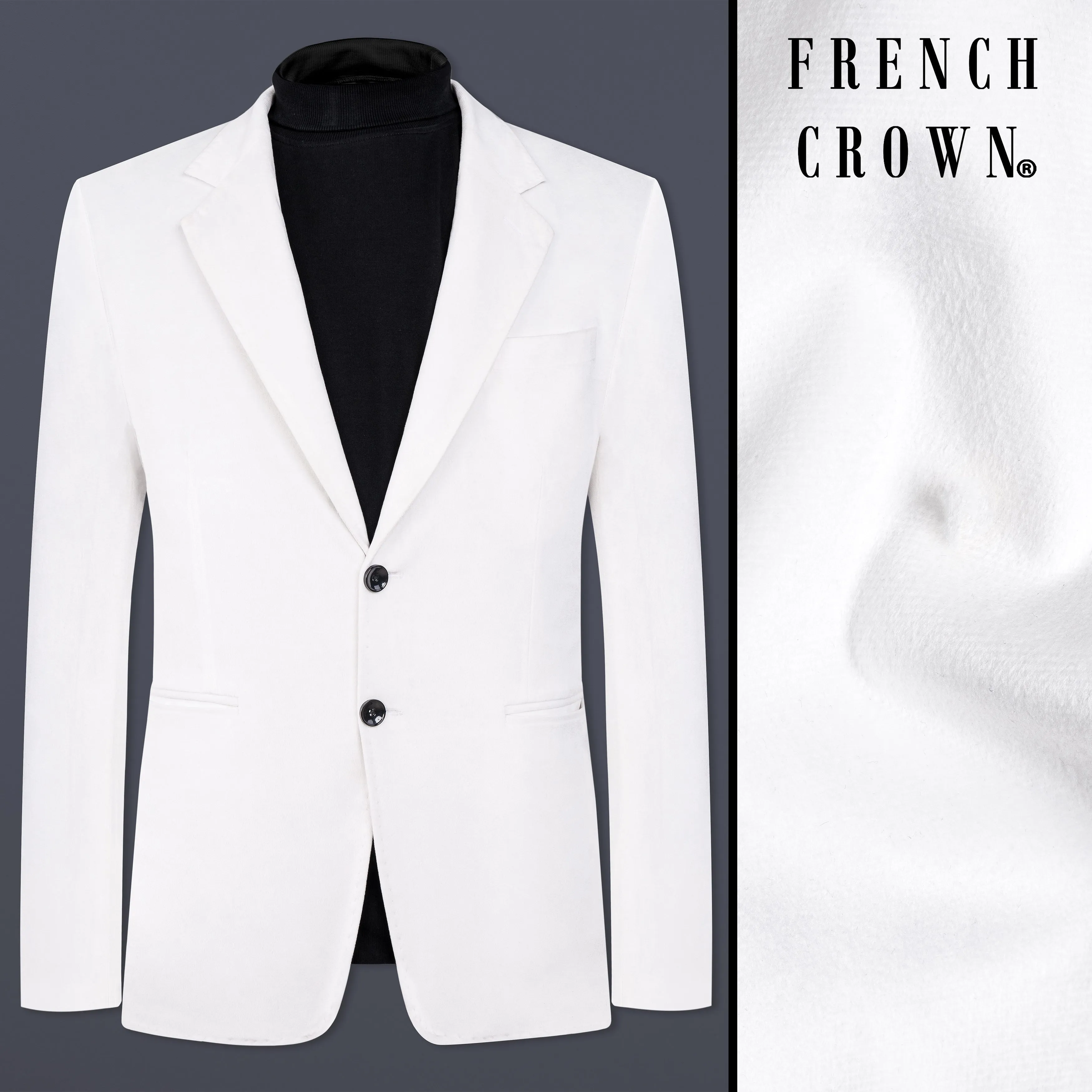Bright White Velvet Blazer sold by French Crown