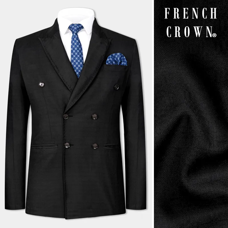 Jade Black Wool Rich Double Breasted Blazer sold by French Crown