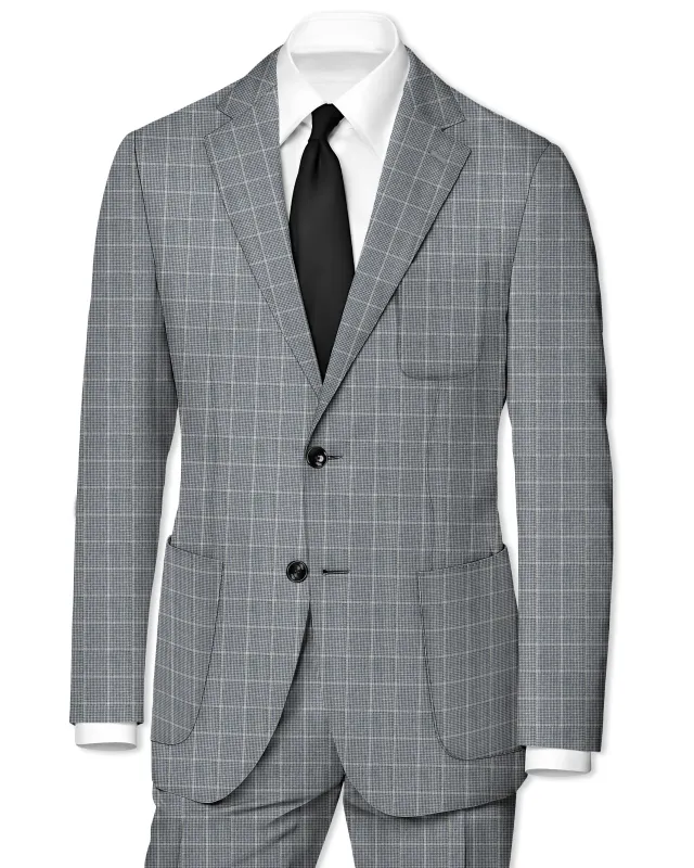 Boulder Gray Windowpane Wool Rich Sports Suit sold by French Crown