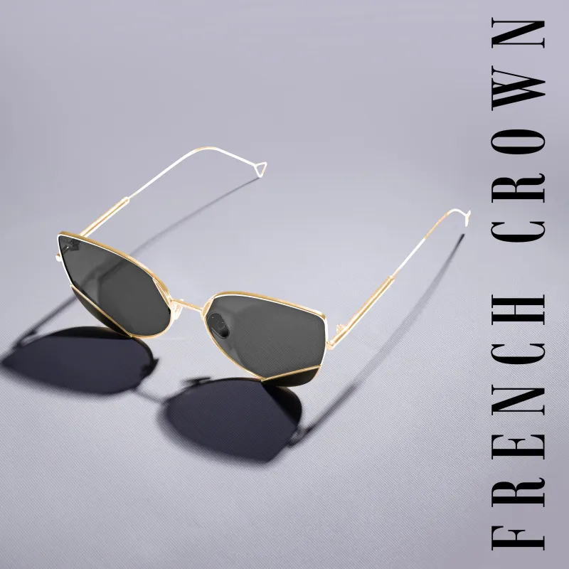 Charcoal Gray French Crown Cat Eye Unisex Sunglasses made by French Crown