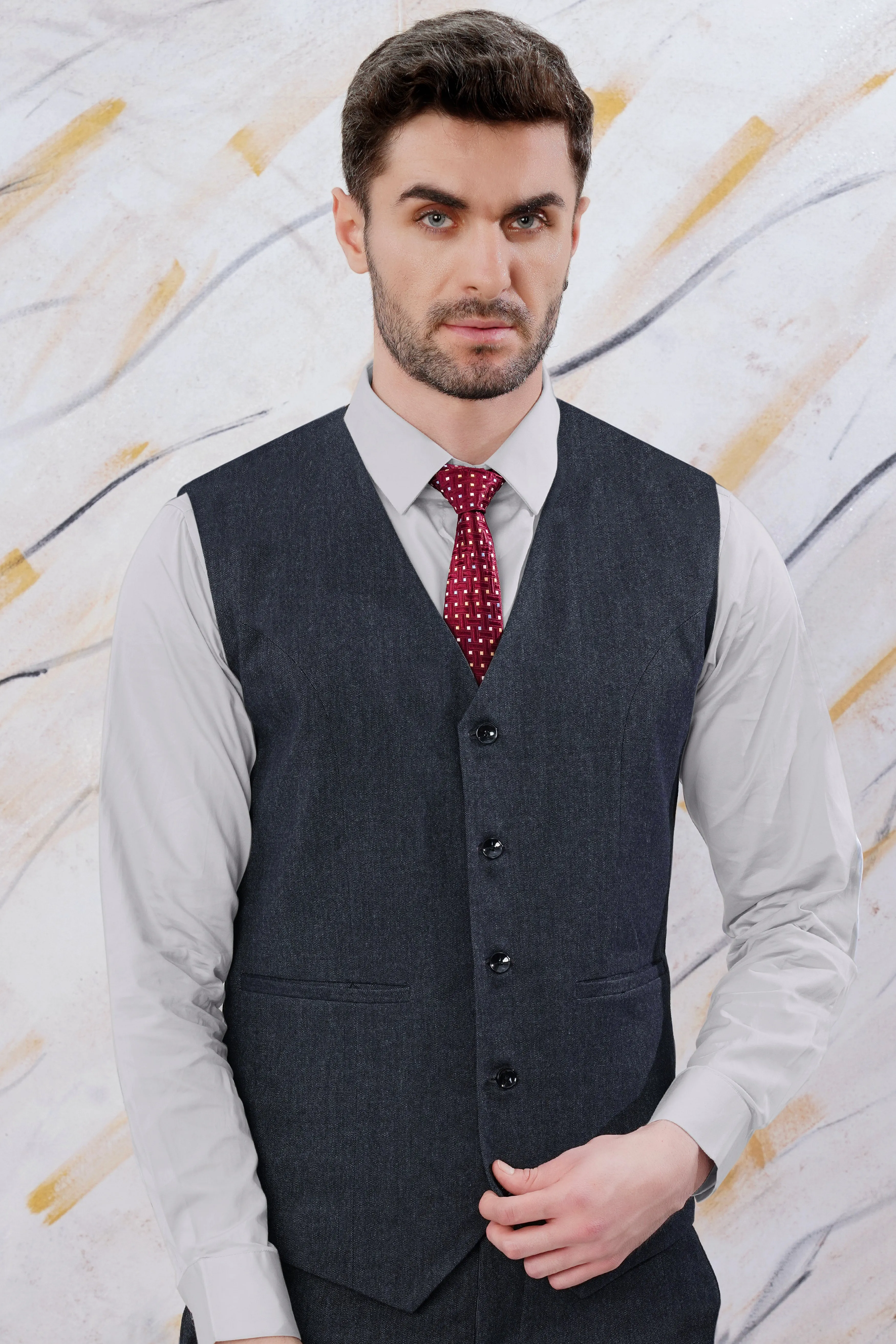 Delft Gray Wool Rich Waistcoat sold by French Crown product image thumbnail 2