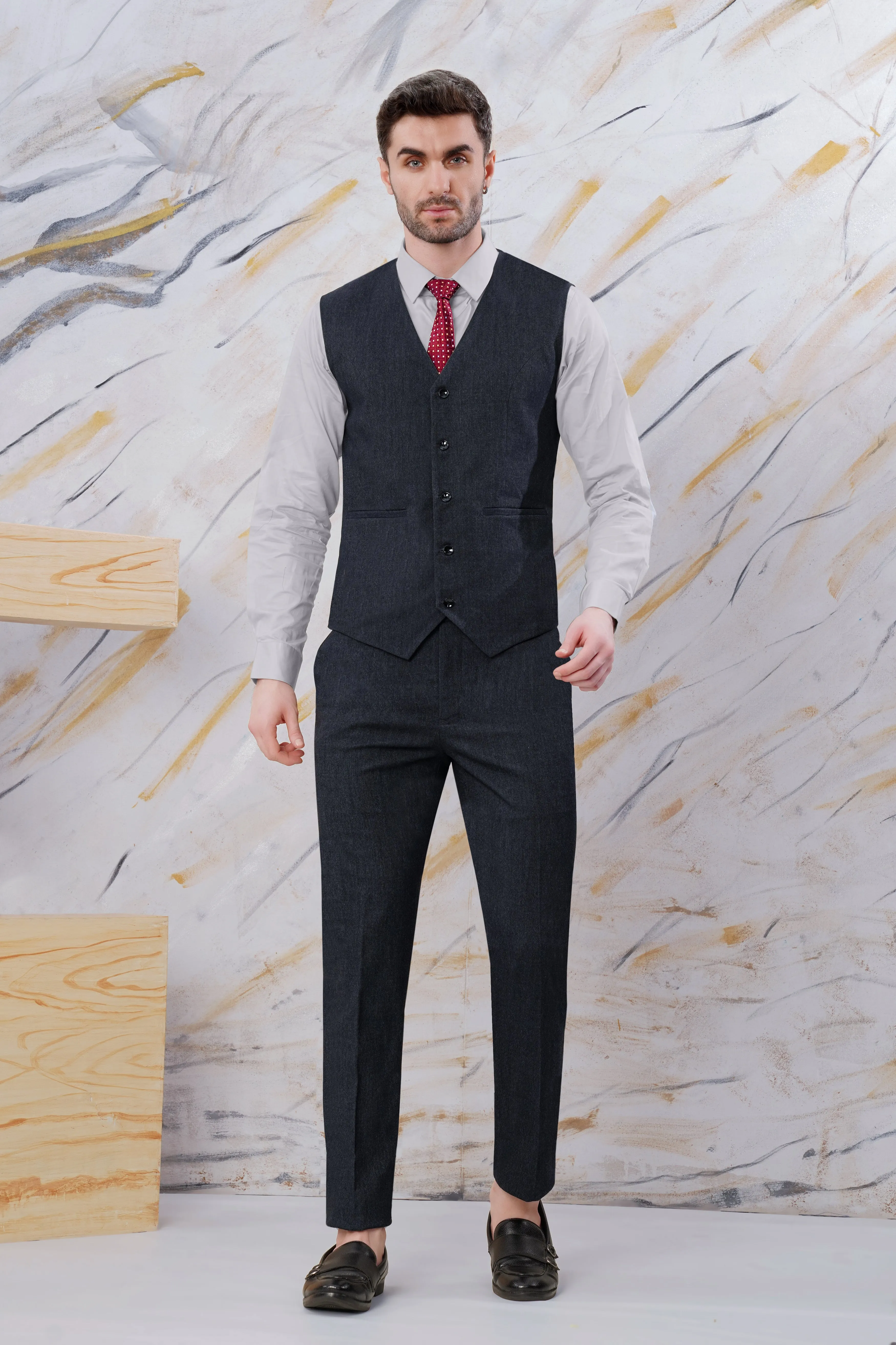 Delft Gray Wool Rich Waistcoat sold by French Crown product image thumbnail 5