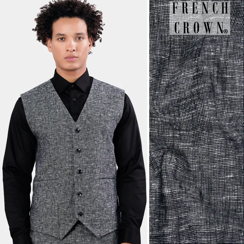 Arsenic Gray Luxurious Linen Waistcoat sold by French Crown
