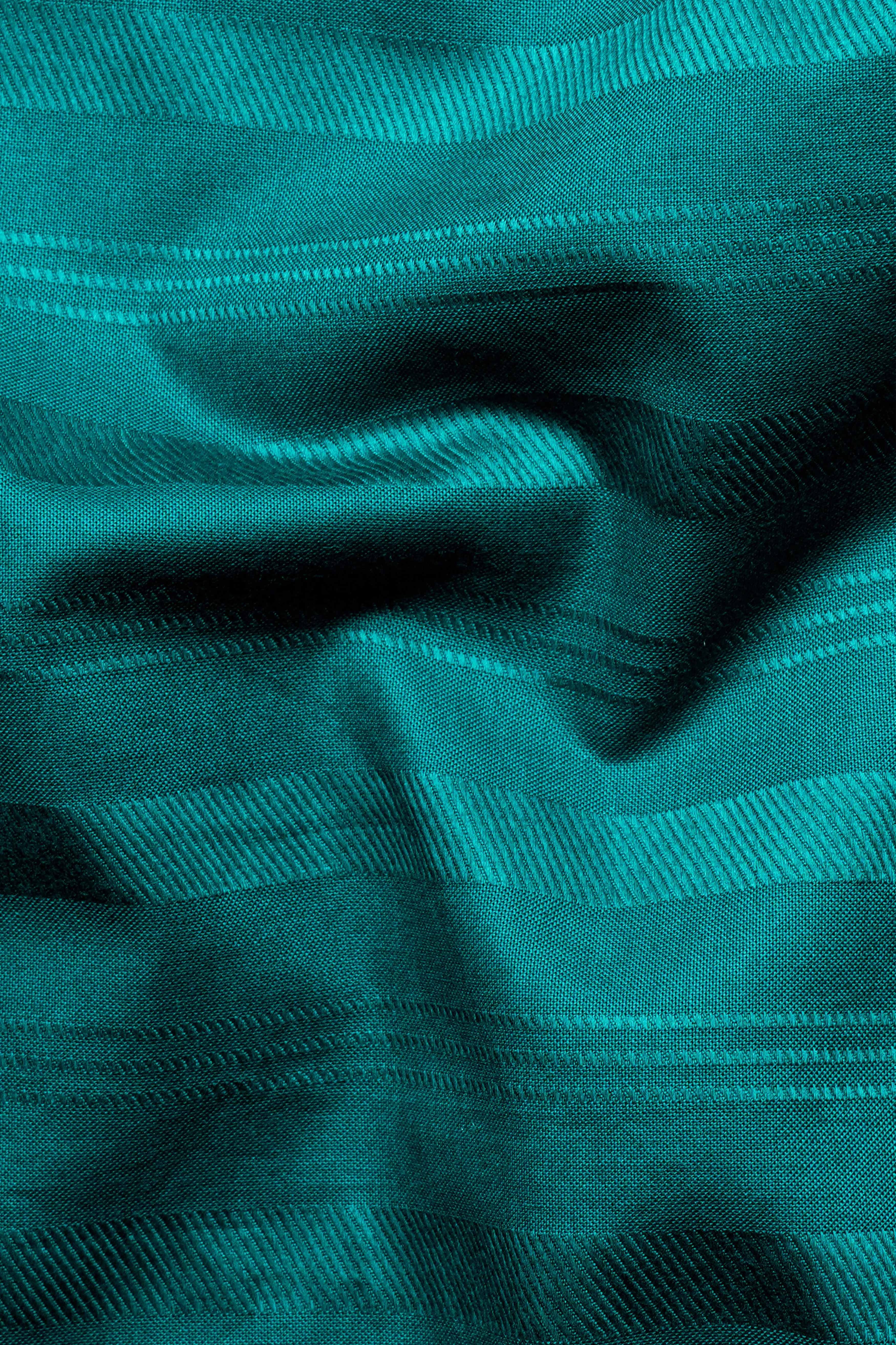 Aqua Green Striped Dobby Textured Premium Giza Cotton Shirt sold by French Crown product image thumbnail 2