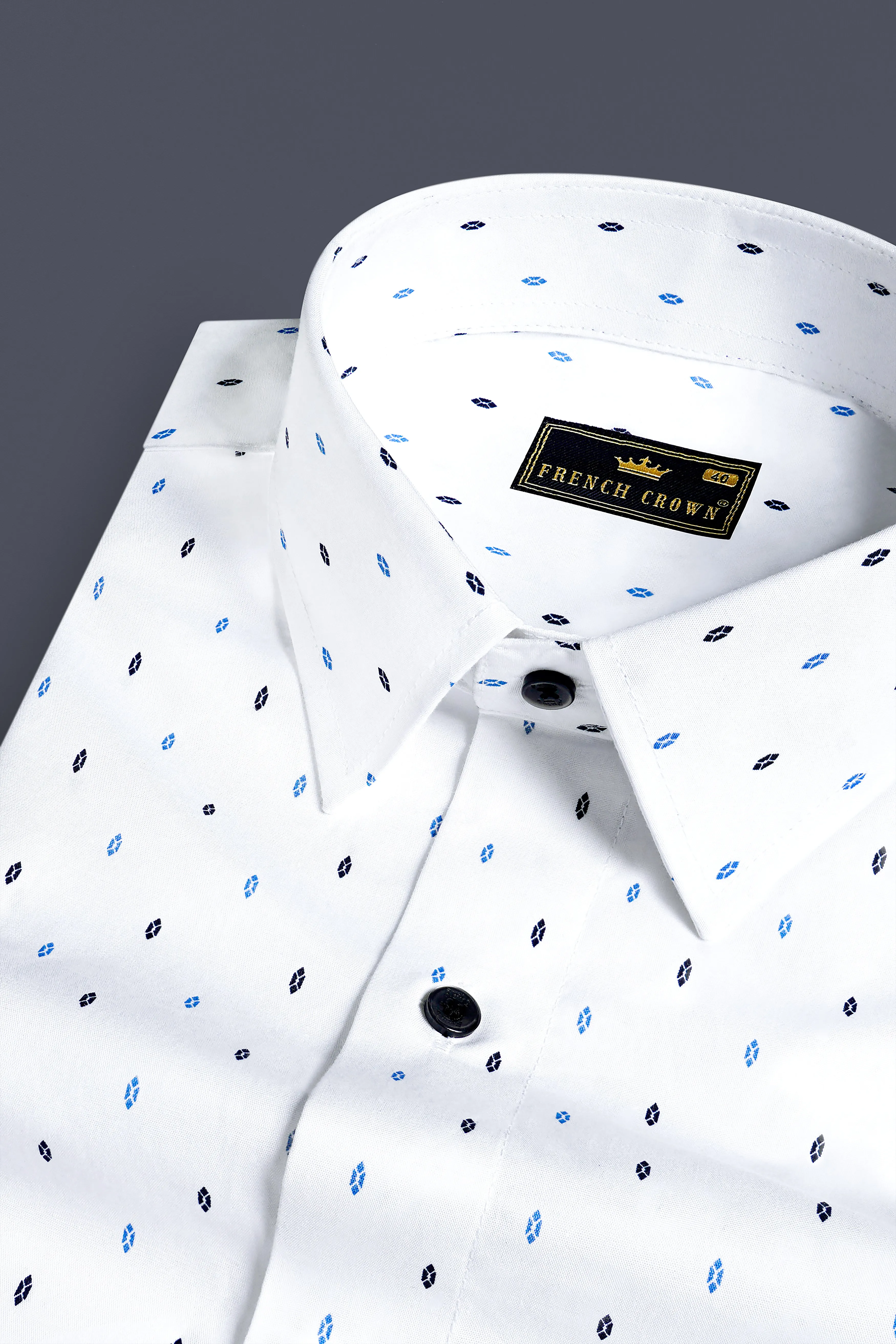 Bright White Printed Premium Cotton Shirt sold by French Crown