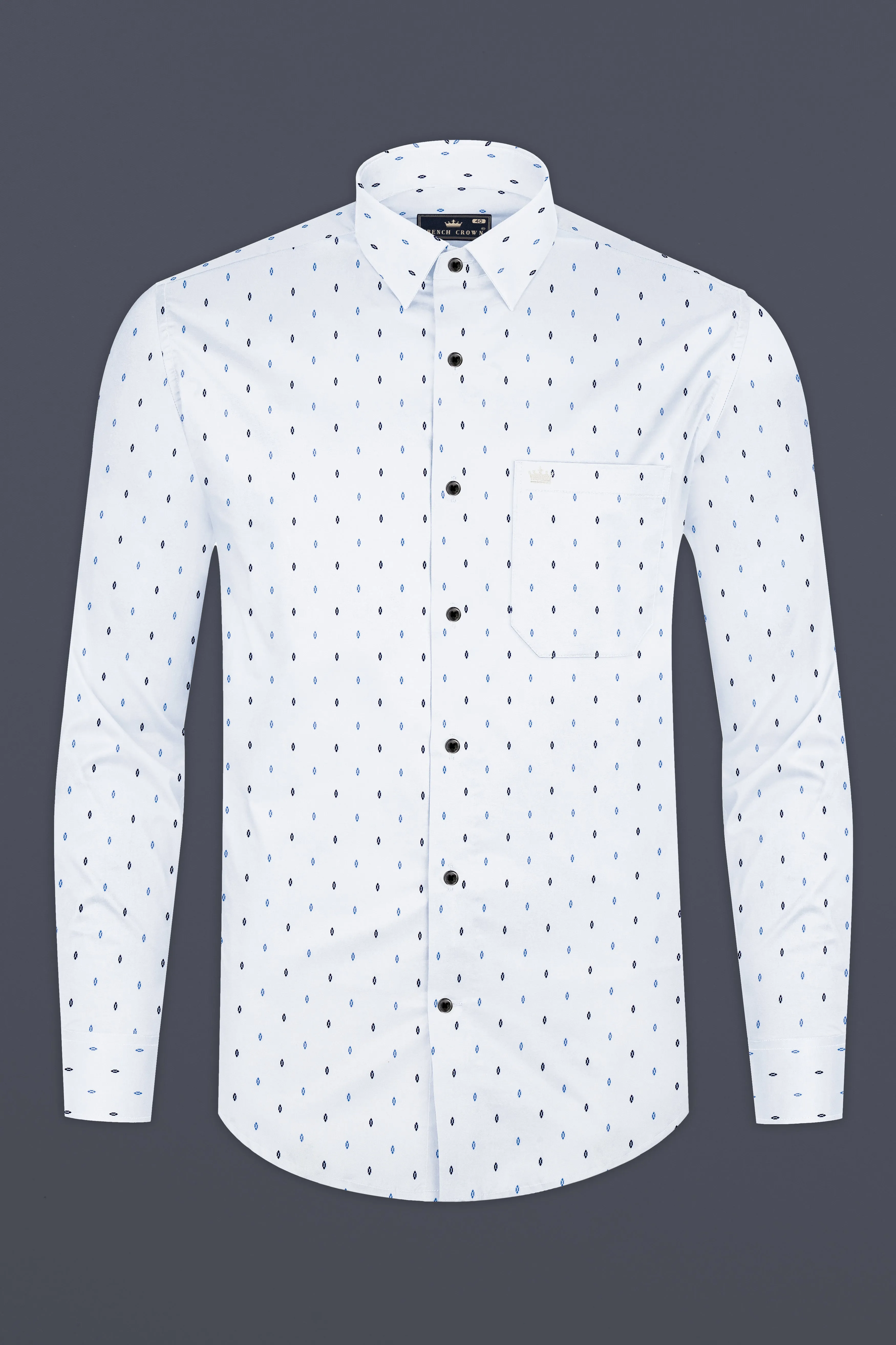 Bright White Printed Premium Cotton Shirt sold by French Crown product image thumbnail 4
