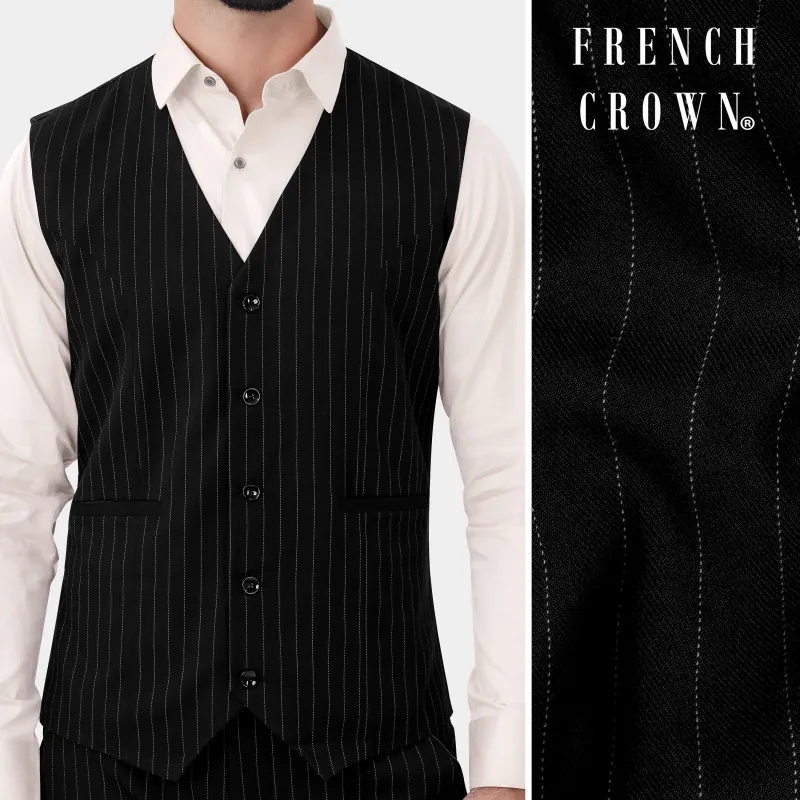 Jade Black and White Striped Wool Rich Waistcoat sold by French Crown