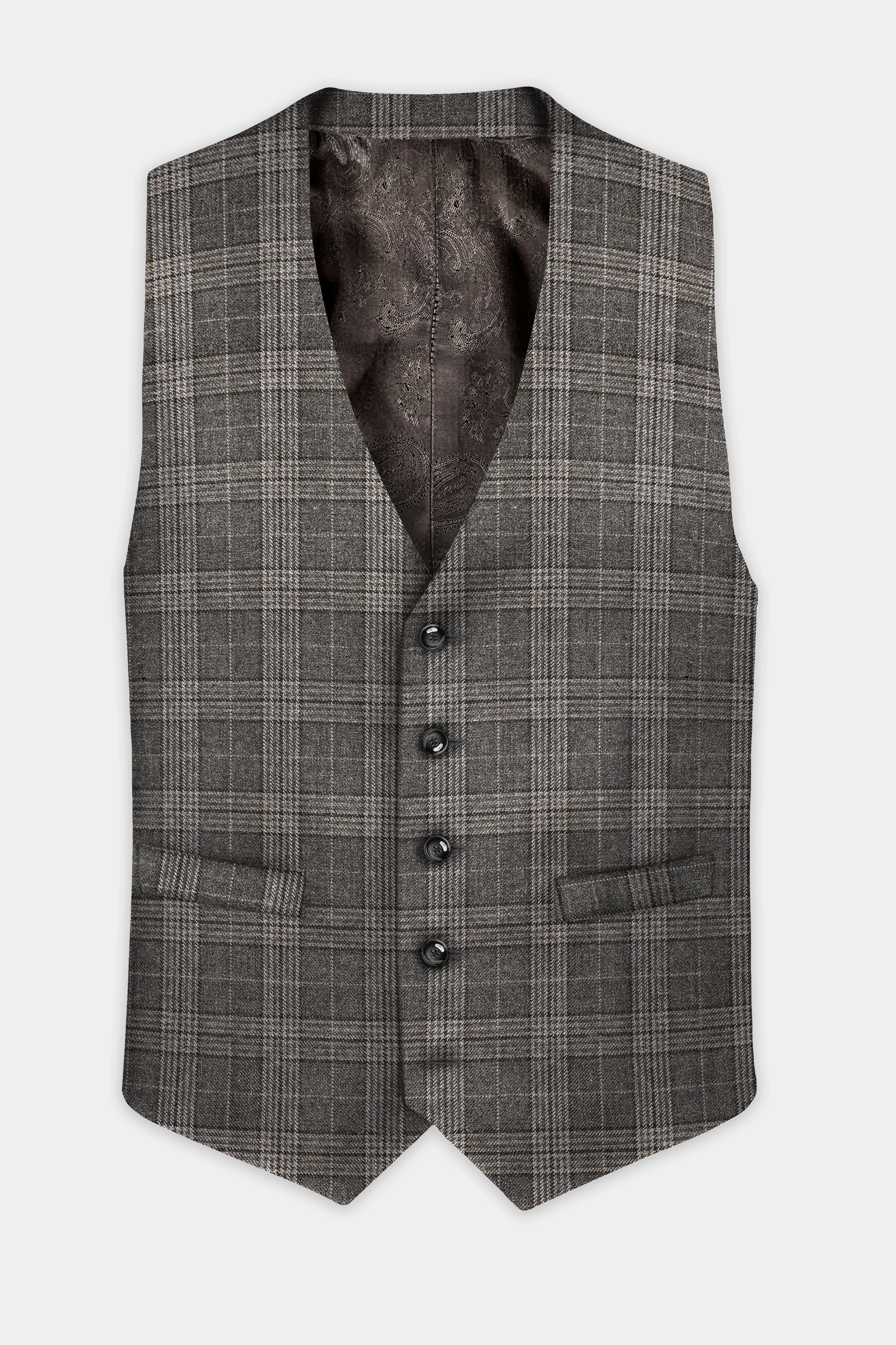 Iridium Gray Plaid Tweed Waistcoat sold by French Crown product image thumbnail 2