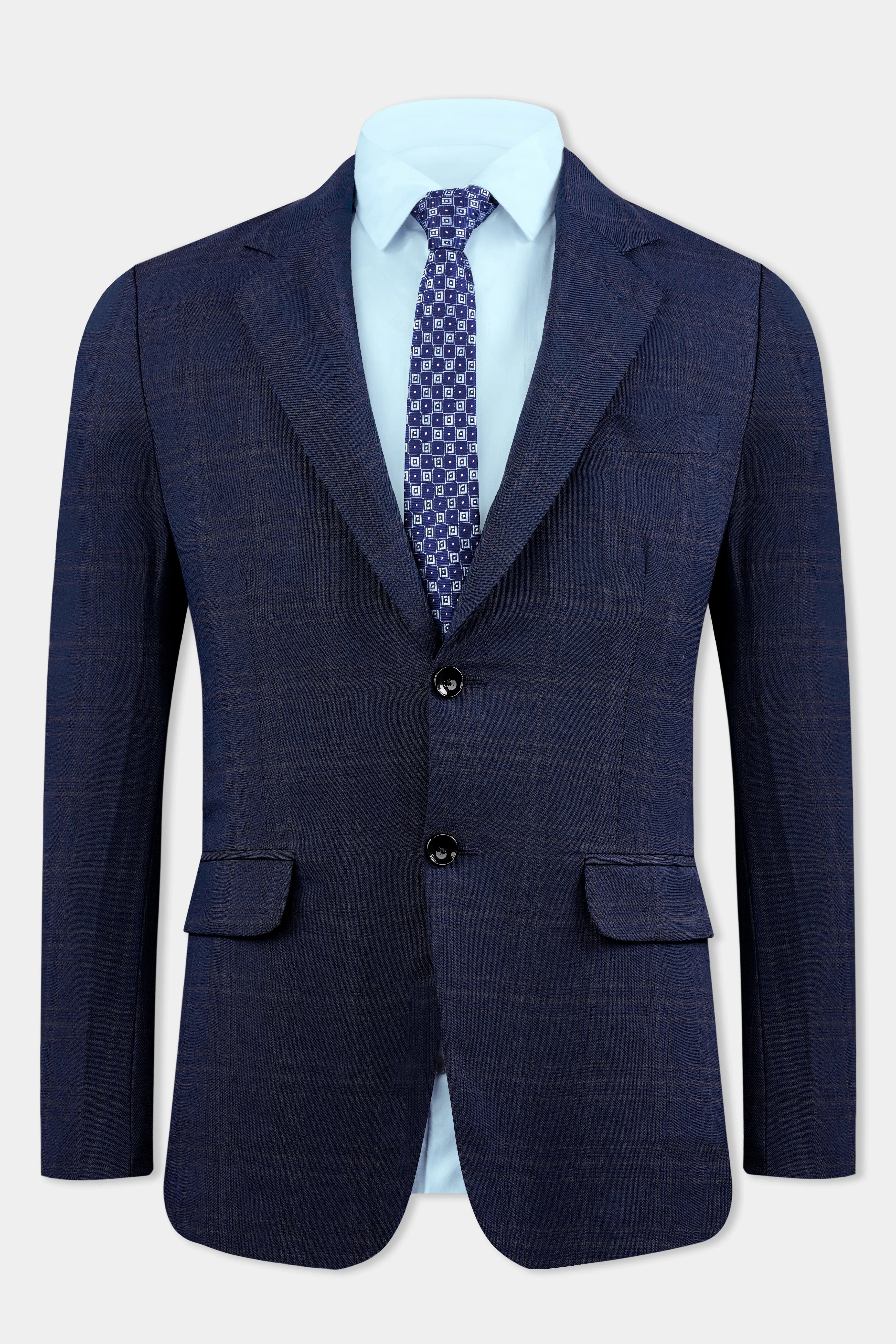 Thunder Blue Plaid Wool Rich Blazer sold by French Crown product image thumbnail 2