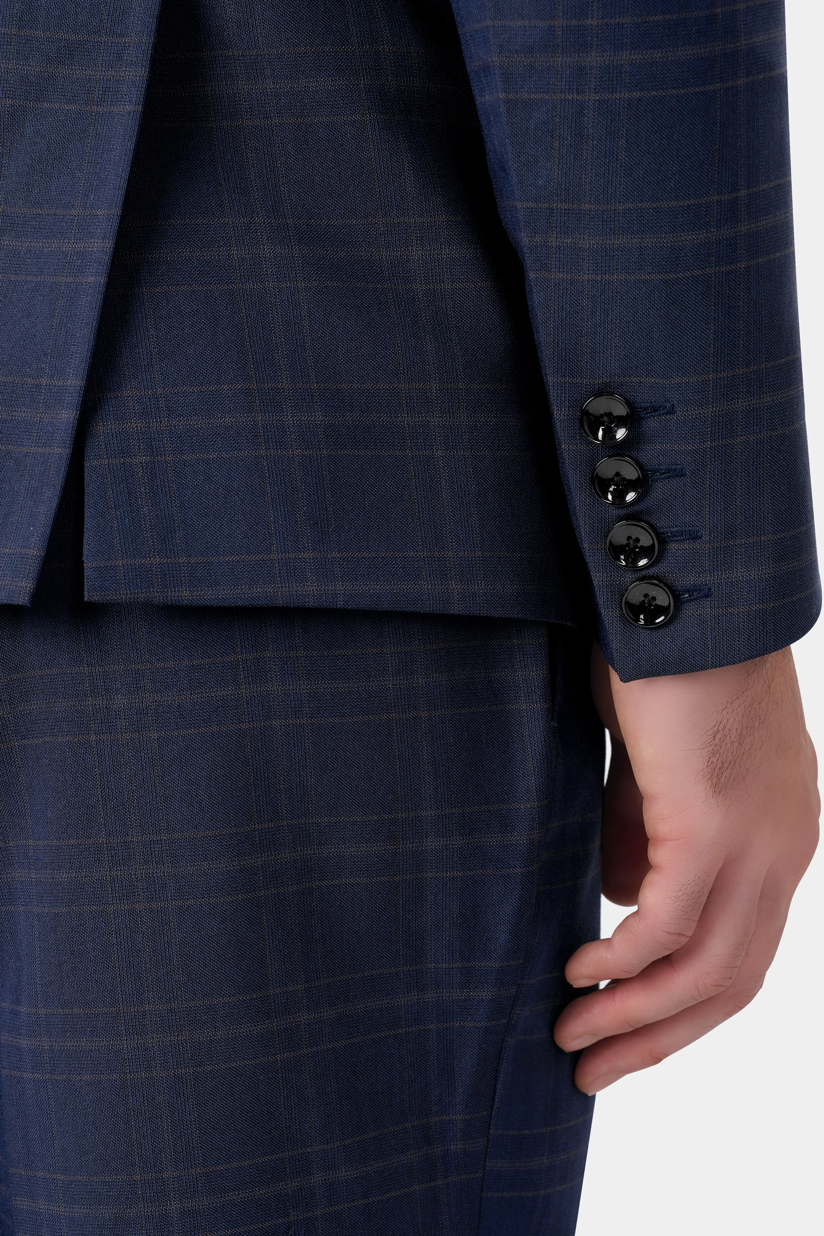 Thunder Blue Plaid Wool Rich Blazer sold by French Crown product image thumbnail 4