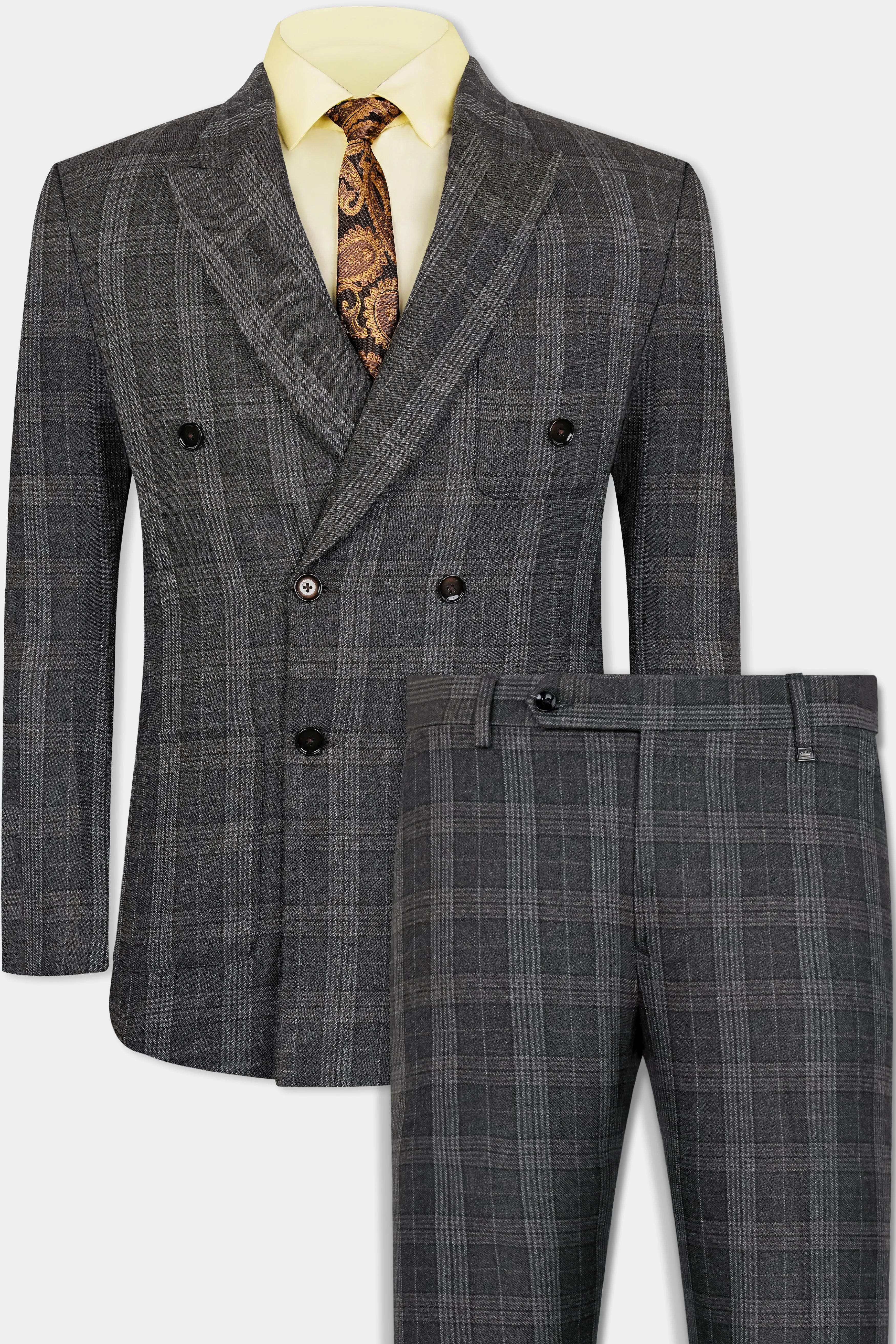 Iridium Gray Plaid Tweed Double Breasted Sports Suit sold by French Crown product image thumbnail 2