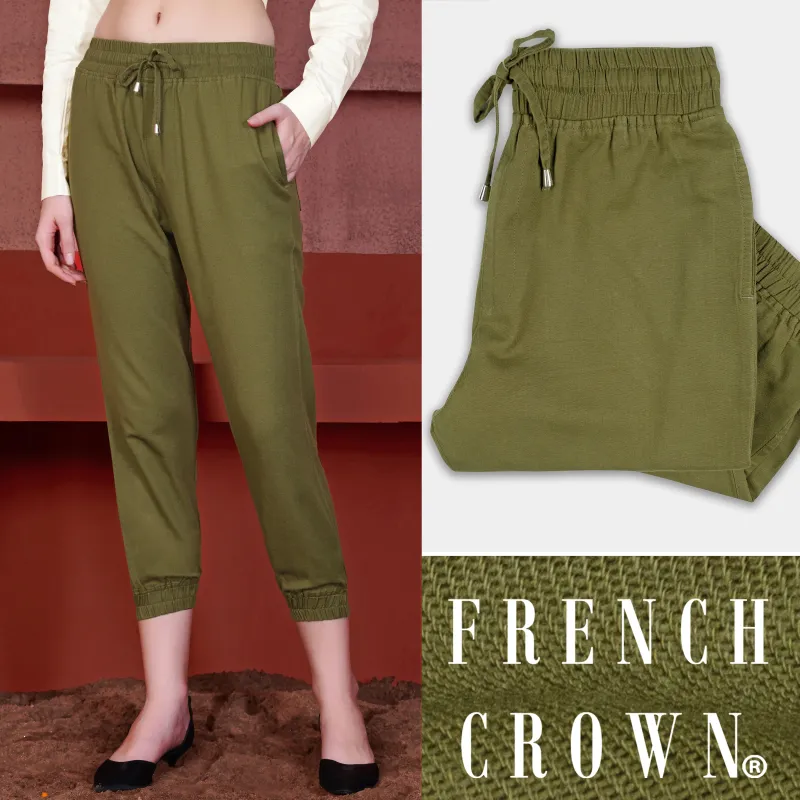 Hemlock Green Premium Cotton Palazzo made by French Crown