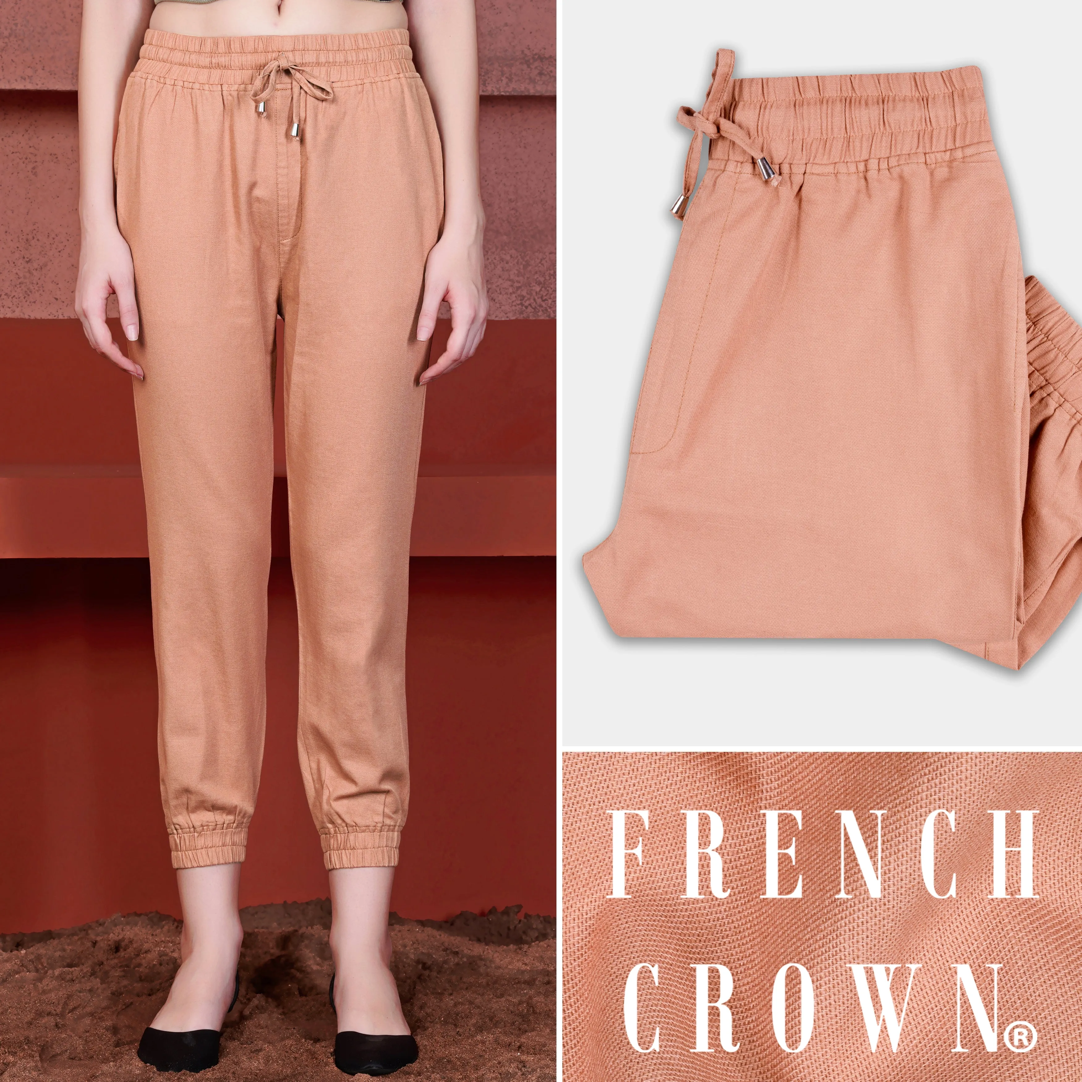 Petite Peach Premium Cotton Palazzo sold by French Crown