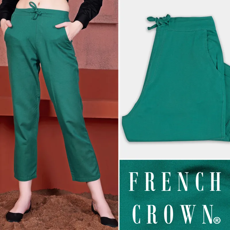 Cyan Green Ankle Length Premium Cotton Palazzo sold by French Crown