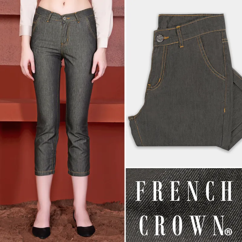 Women’s Skinny Fit Iridium Gray Rinse Wash Ankle Length Light Weight Denim sold by French Crown