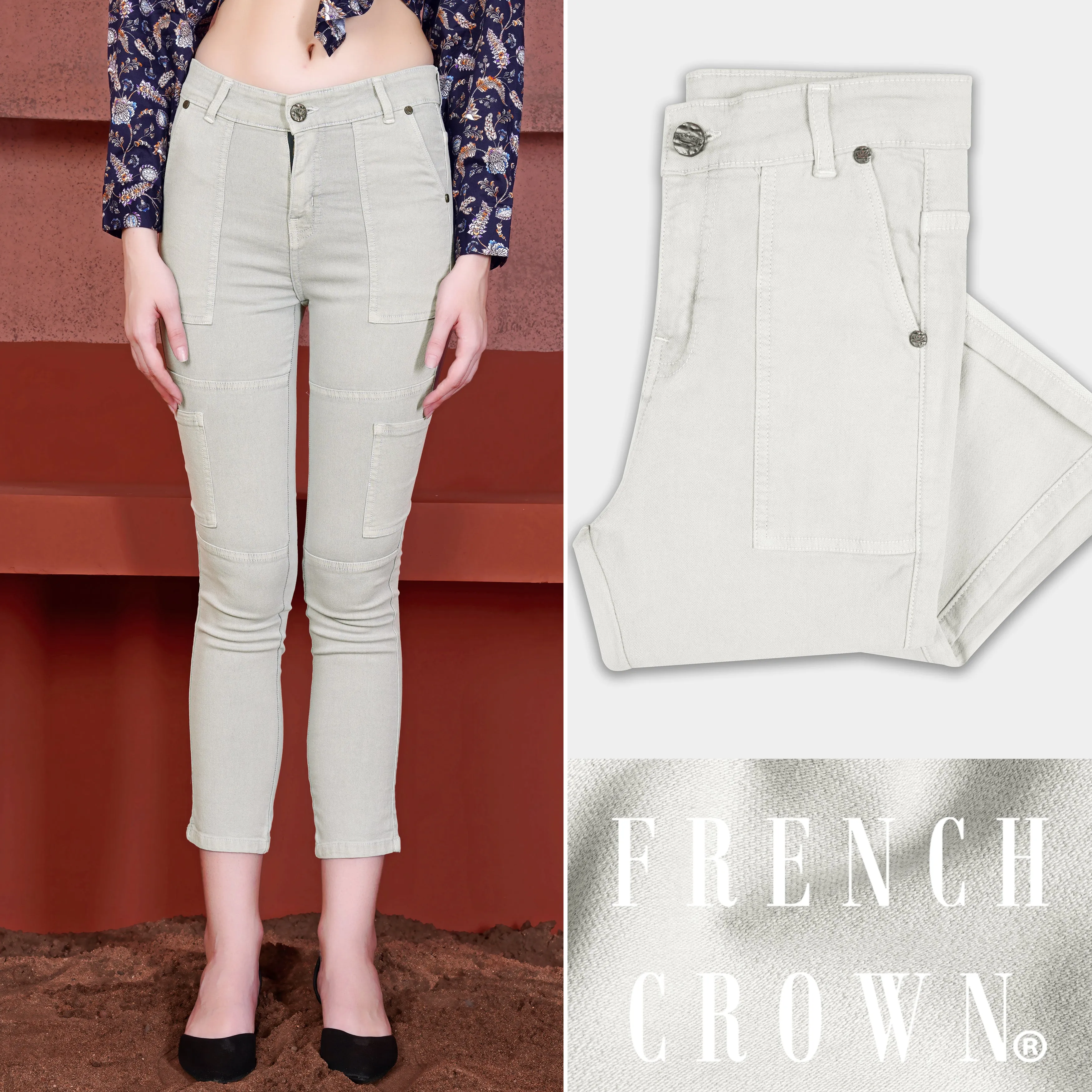 Women's Skinny Fit Spring Rain Gray Rinse Wash Stretchable Denim sold by French Crown