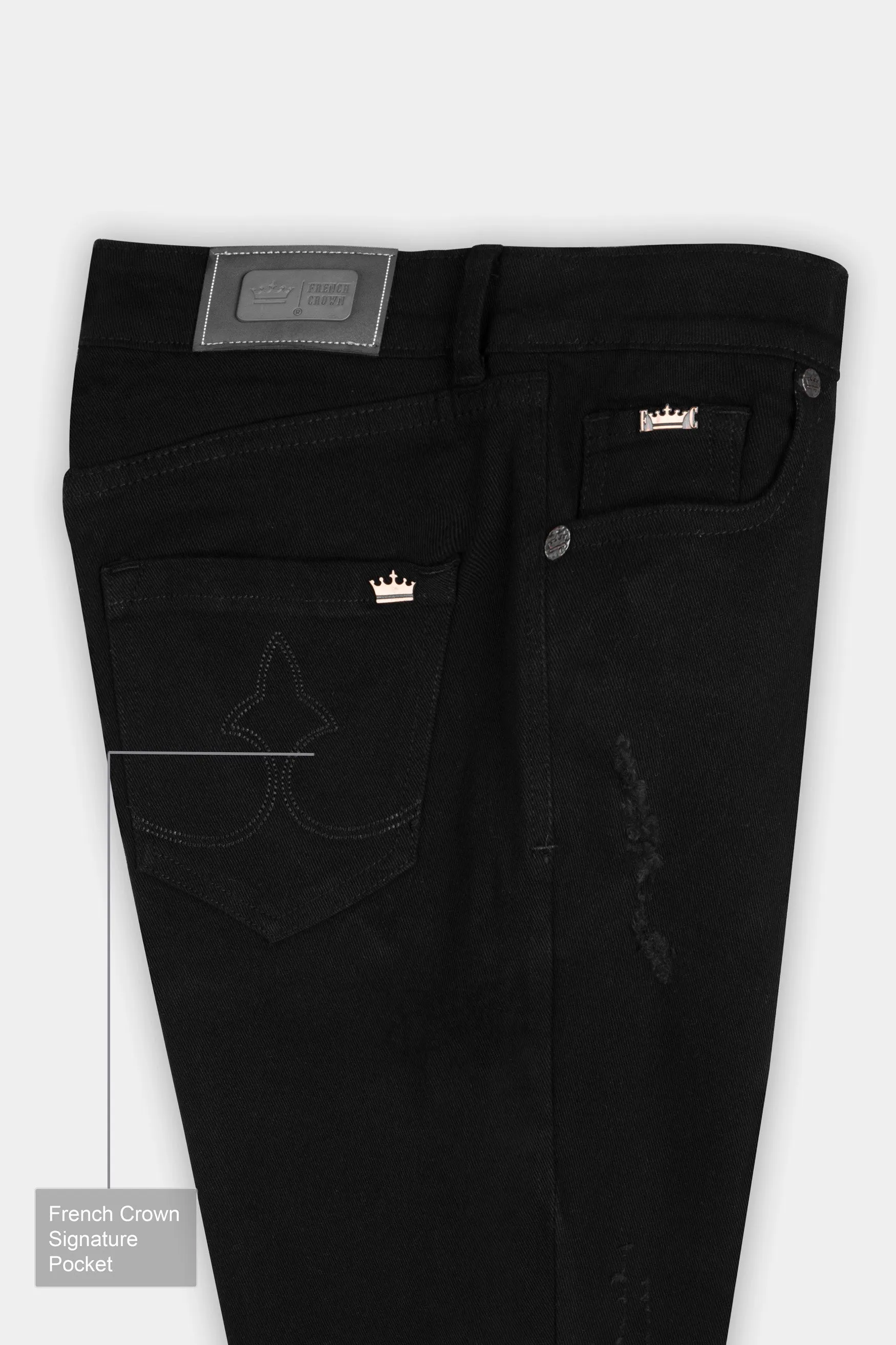 Women's Skinny Fit Jade Black Rinse Wash Stretchable Denim sold by French Crown product image thumbnail 5