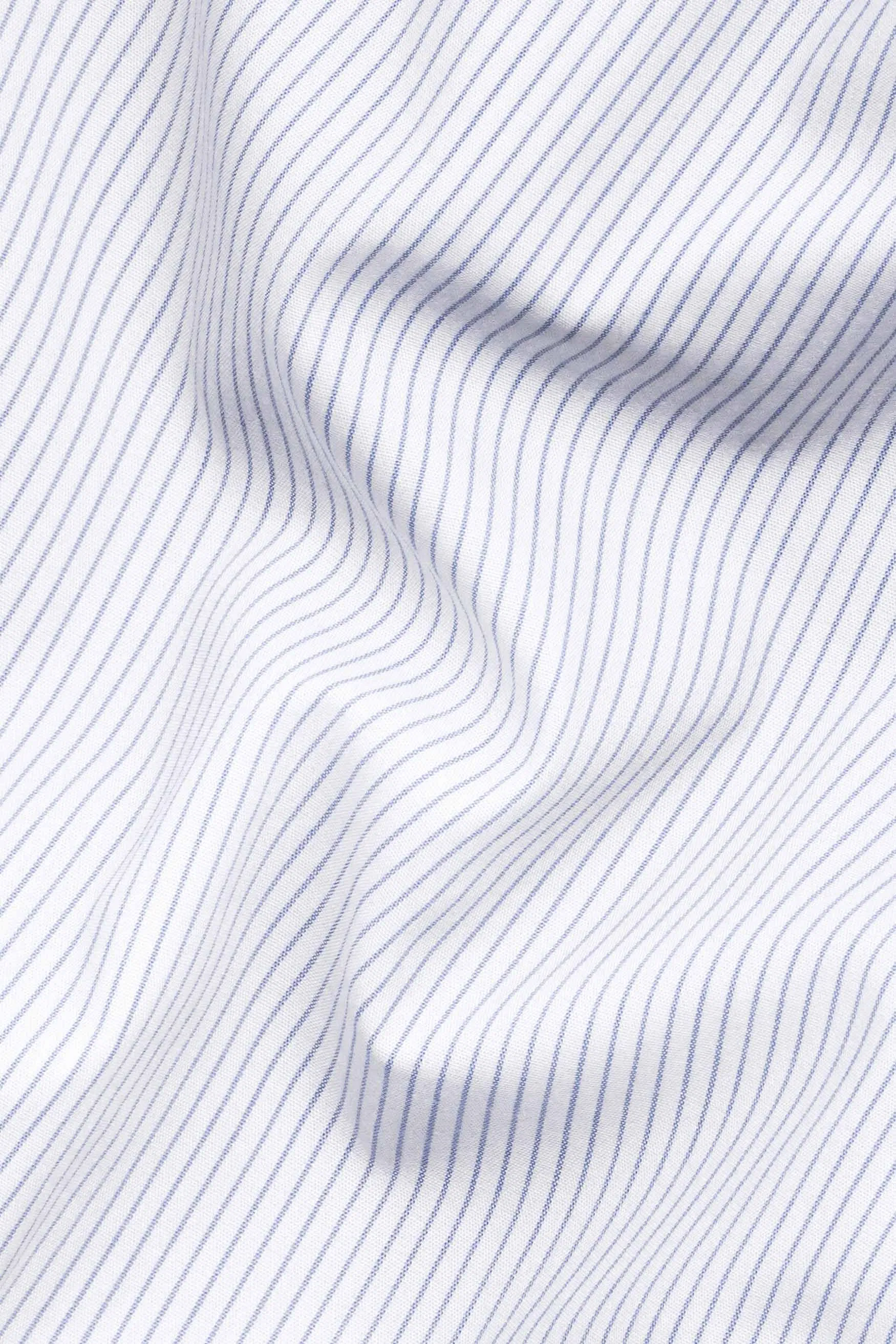 Bright White and Yonder Blue PinStriped Premium Cotton Shirt sold by French Crown product image thumbnail 2