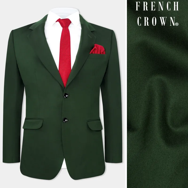 Myrtle Green Wool Rich Single Breasted Stretchable traveler Blazer sold by French Crown