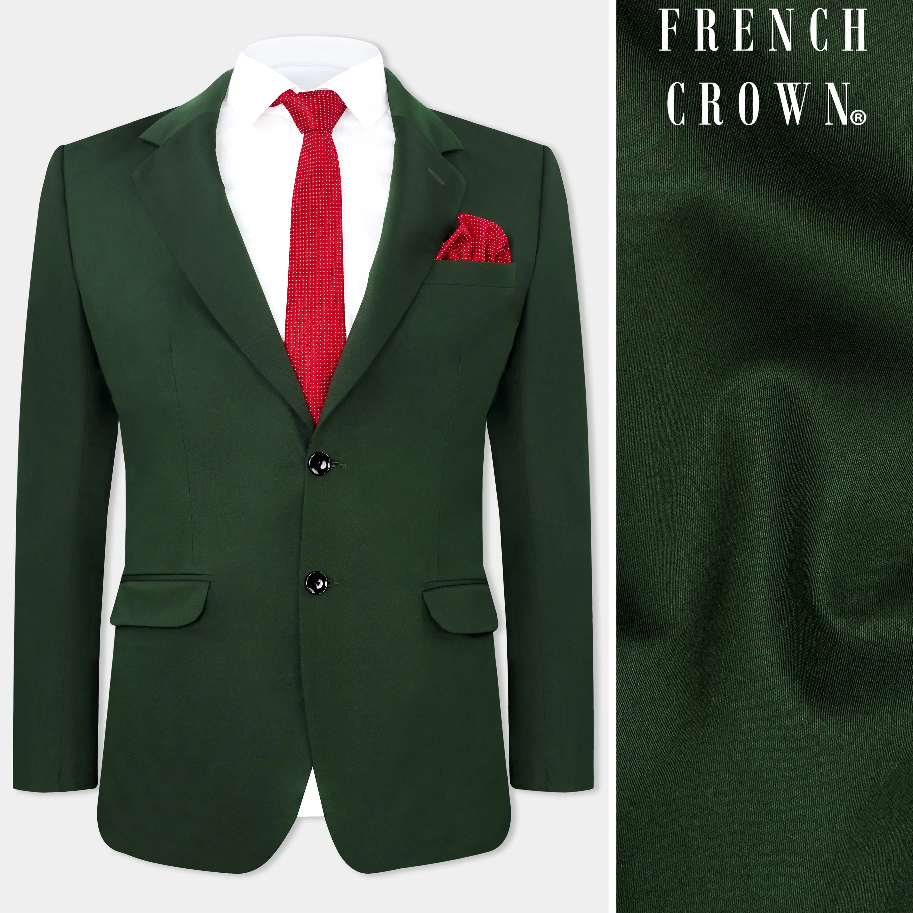 Myrtle Green Wool Rich Single Breasted Stretchable traveler Blazer sold by French Crown