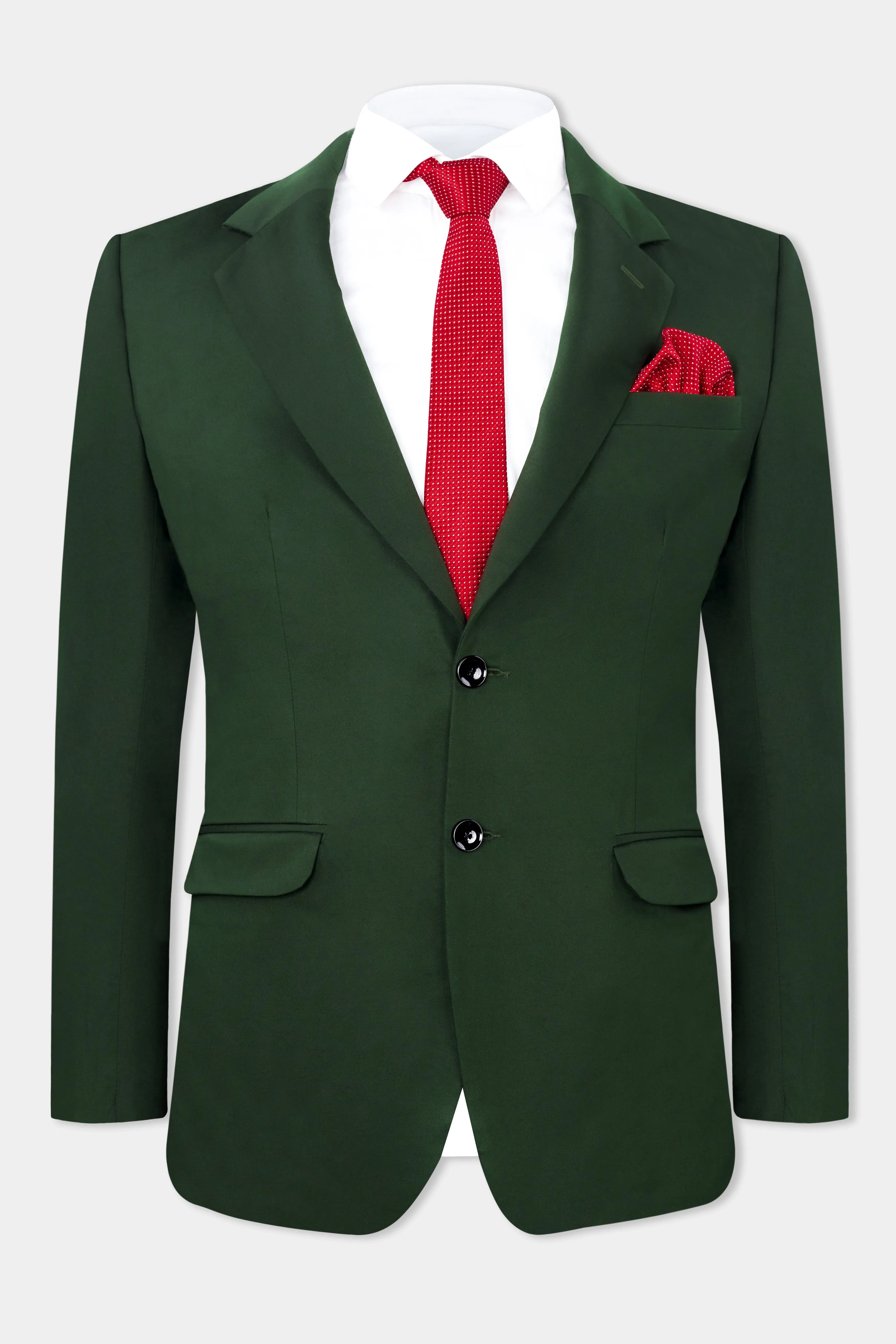 Myrtle Green Wool Rich Single Breasted Stretchable traveler Blazer sold by French Crown product image thumbnail 2