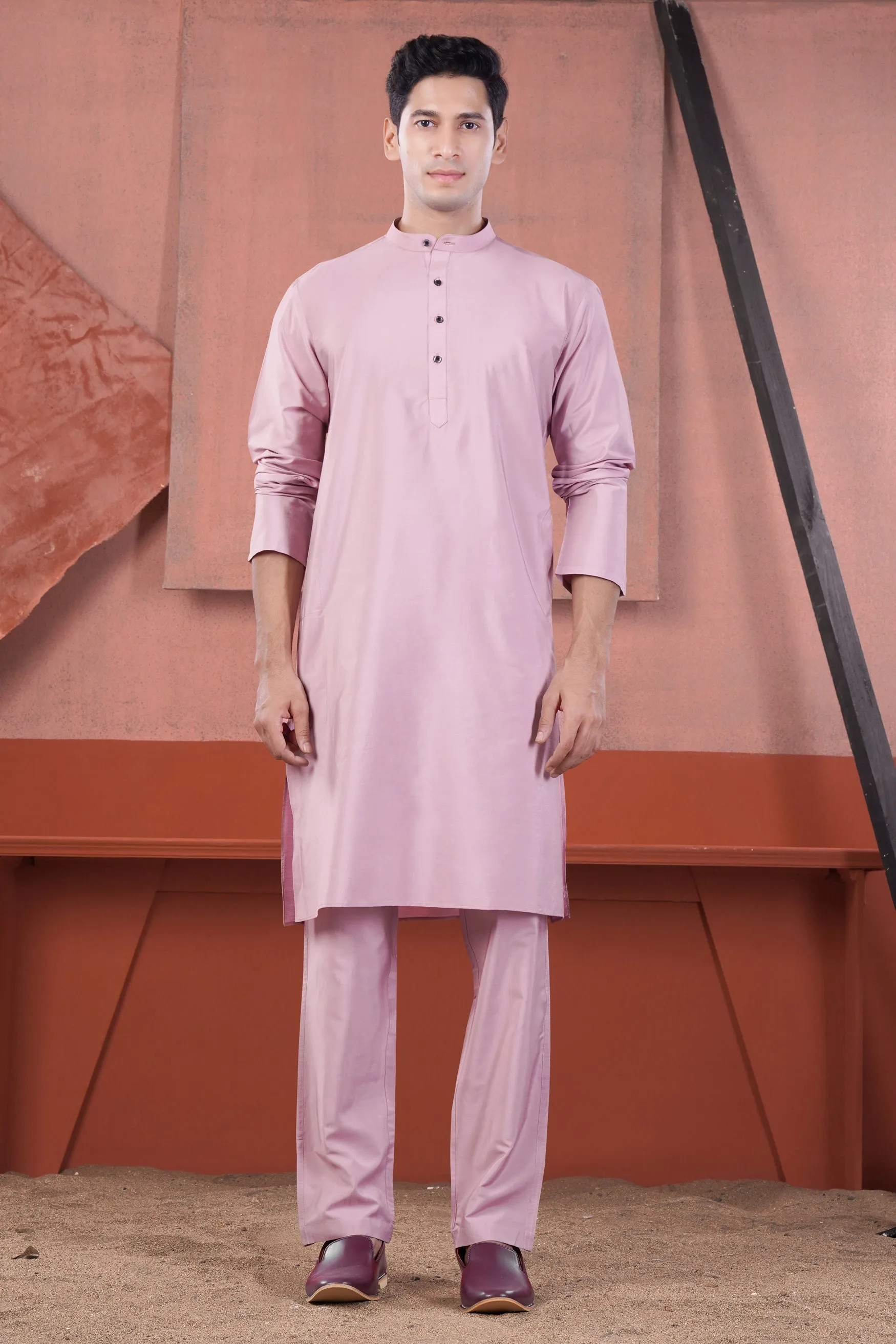 Melanie Pink Subtle Sheen Viscose Kurta Set sold by French Crown product image thumbnail 2