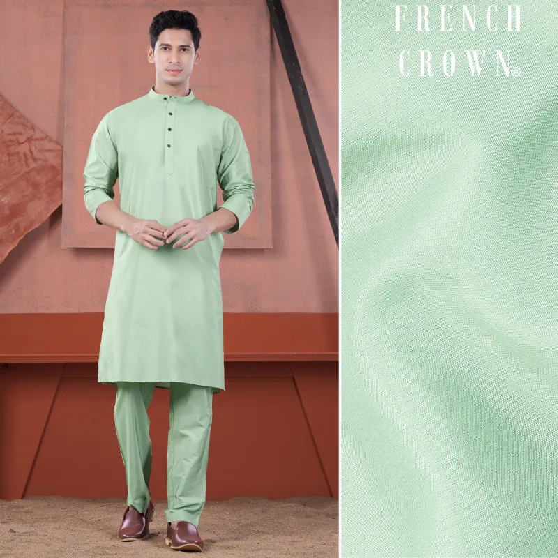 Sprout Green Subtle Sheen Viscose Kurta Set sold by French Crown