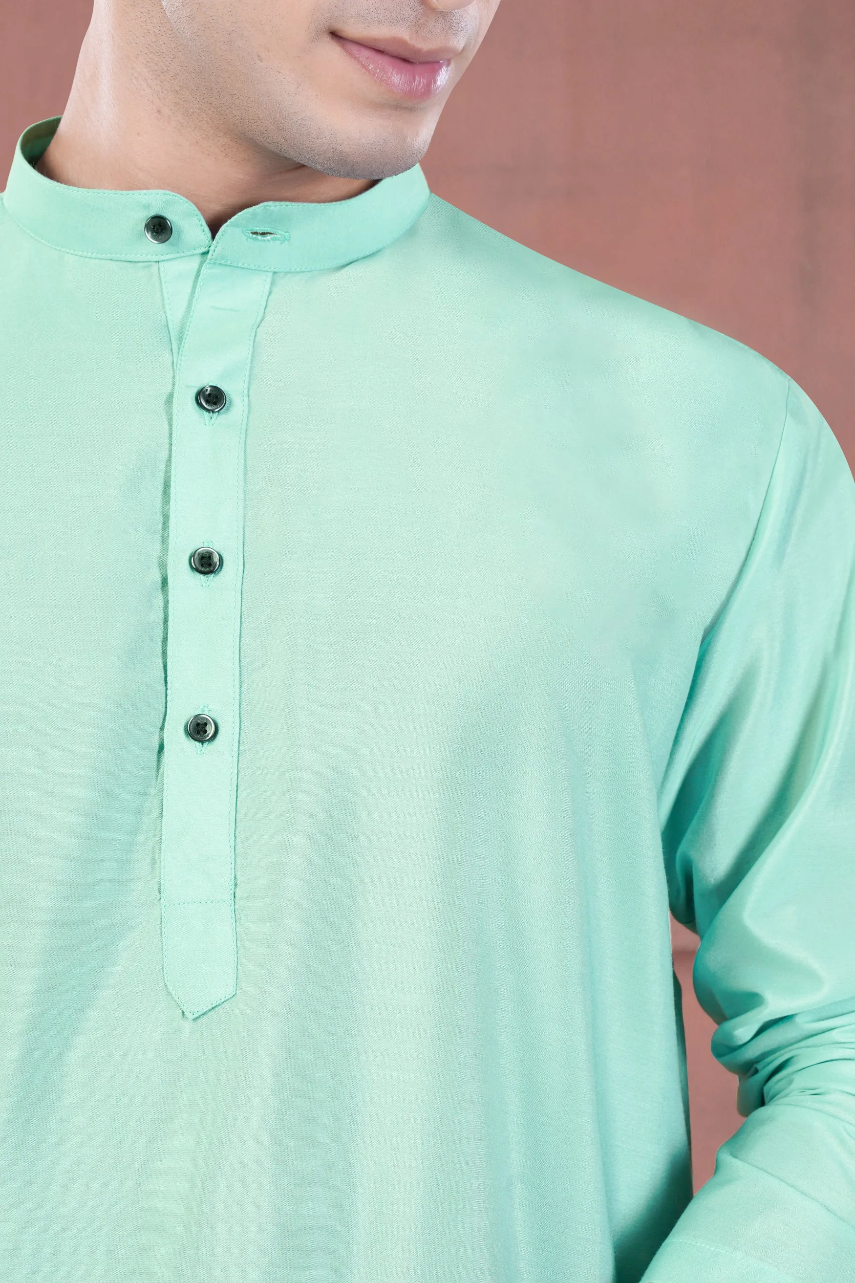 Jagged Green Subtle Sheen Viscose Kurta Set sold by French Crown product image thumbnail 4