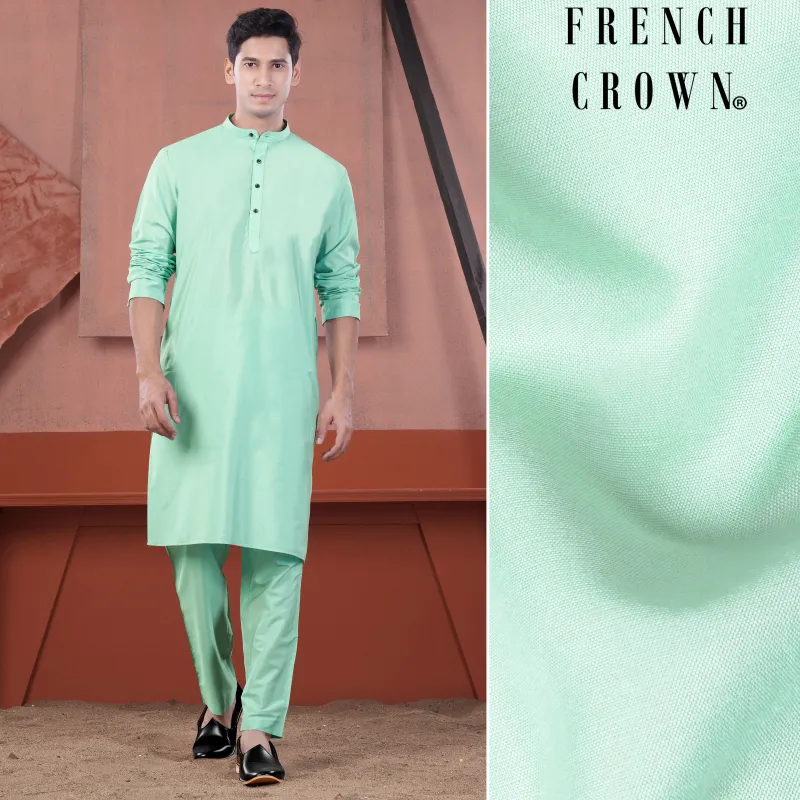 Jagged Green Subtle Sheen Viscose Kurta Set sold by French Crown