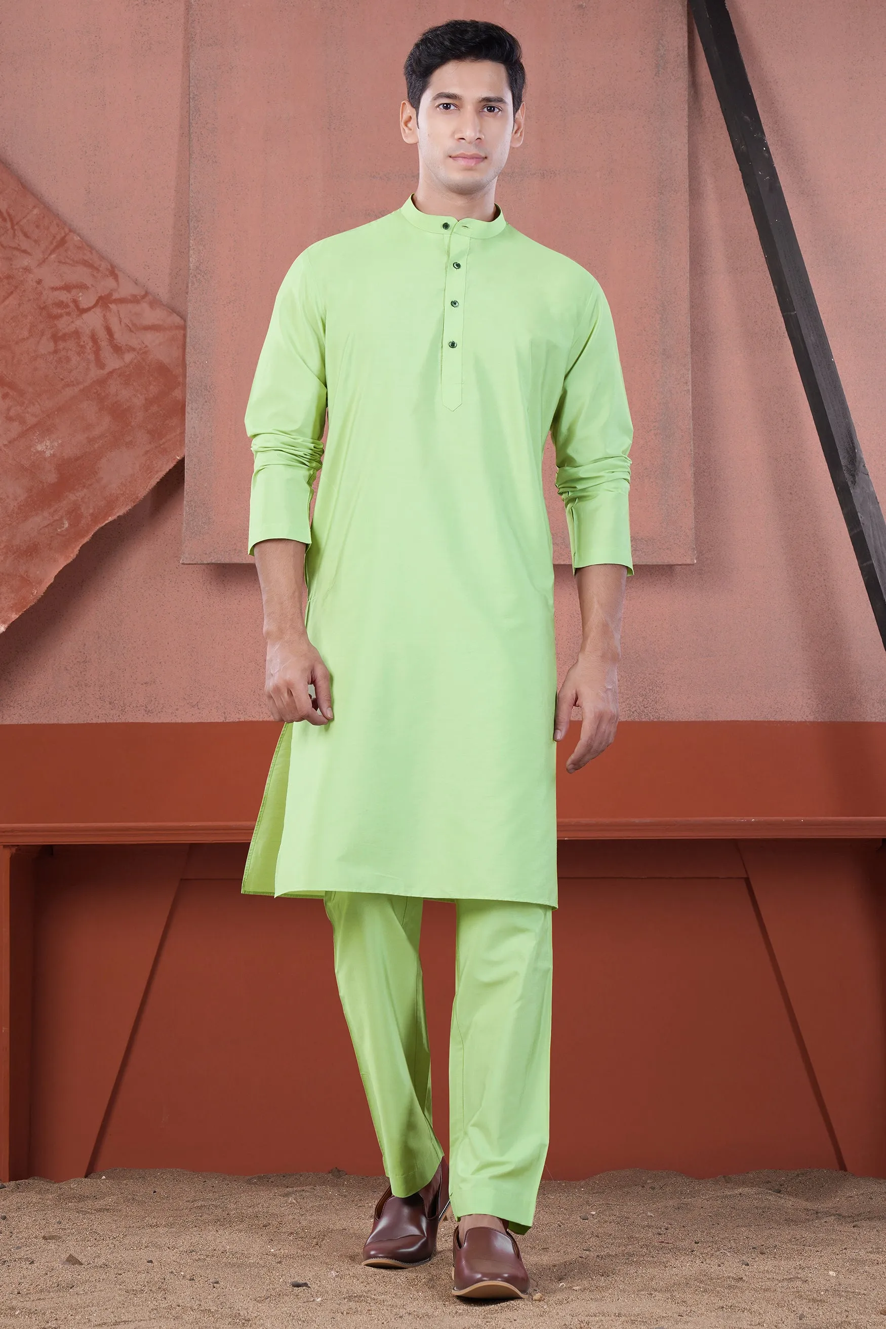 Pixie Green Subtle Sheen Viscose Kurta Set sold by French Crown product image thumbnail 2