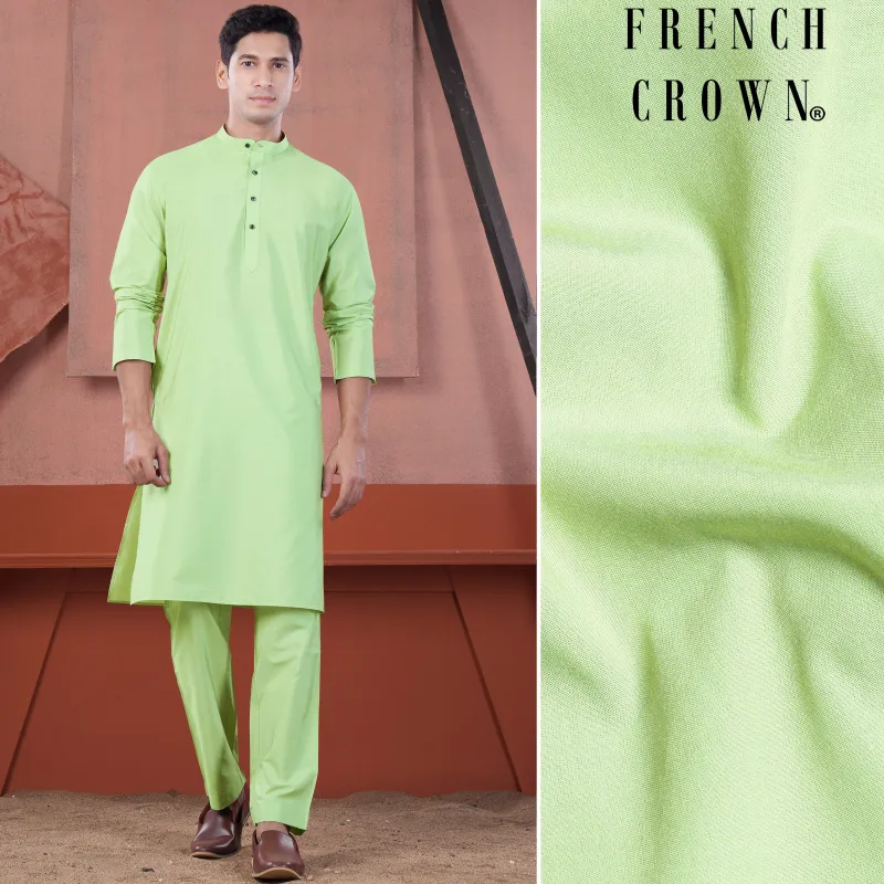 Pixie Green Subtle Sheen Viscose Kurta Set sold by French Crown