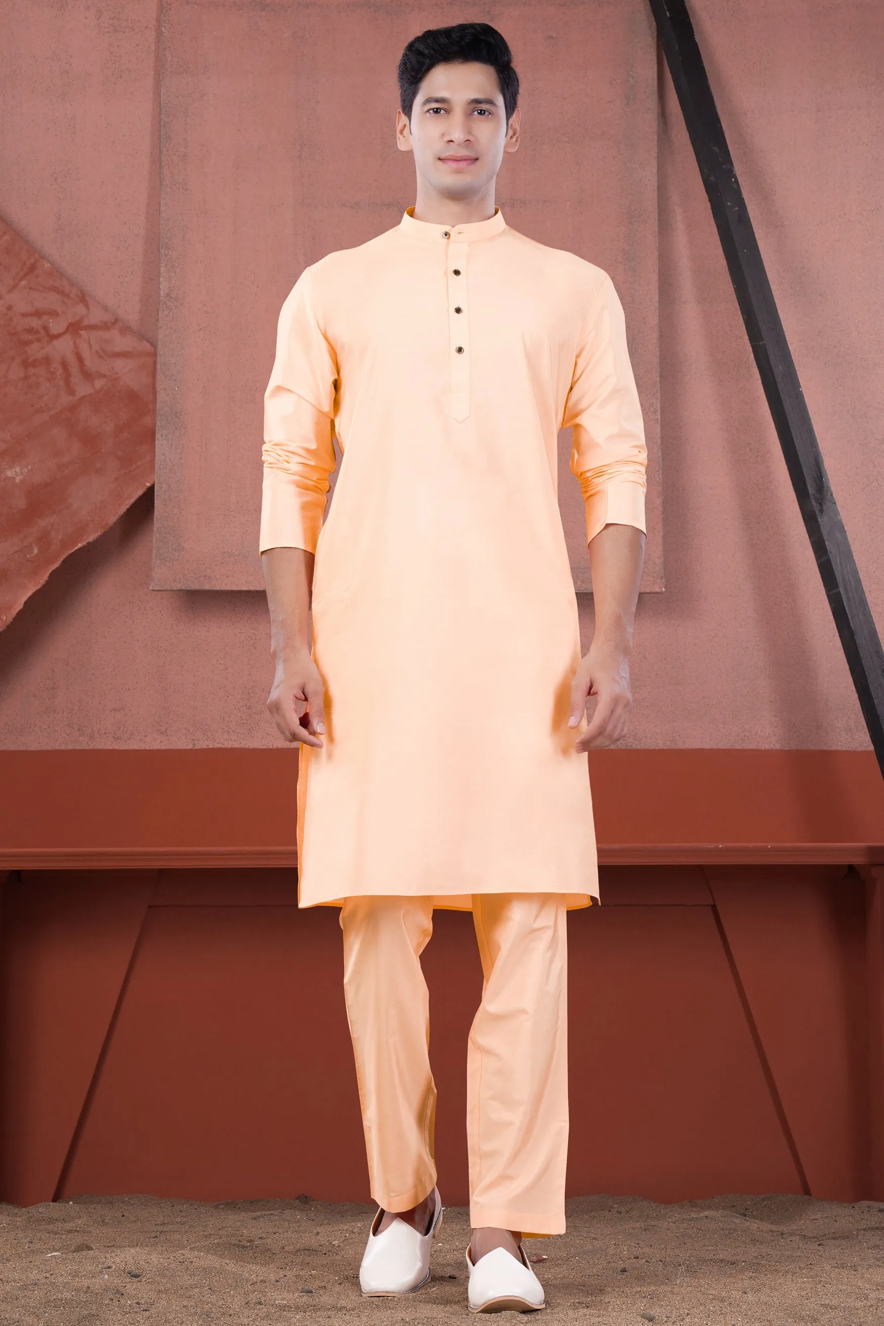 Peach Subtle Sheen Viscose Kurta Set sold by French Crown product image thumbnail 2
