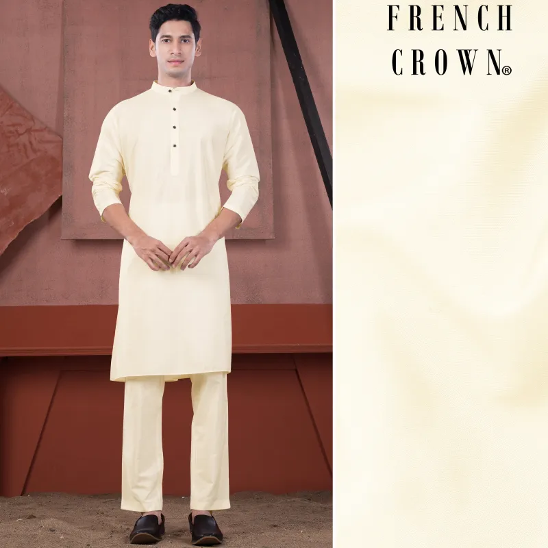 Beige Subtle Sheen Viscose Kurta Set sold by French Crown