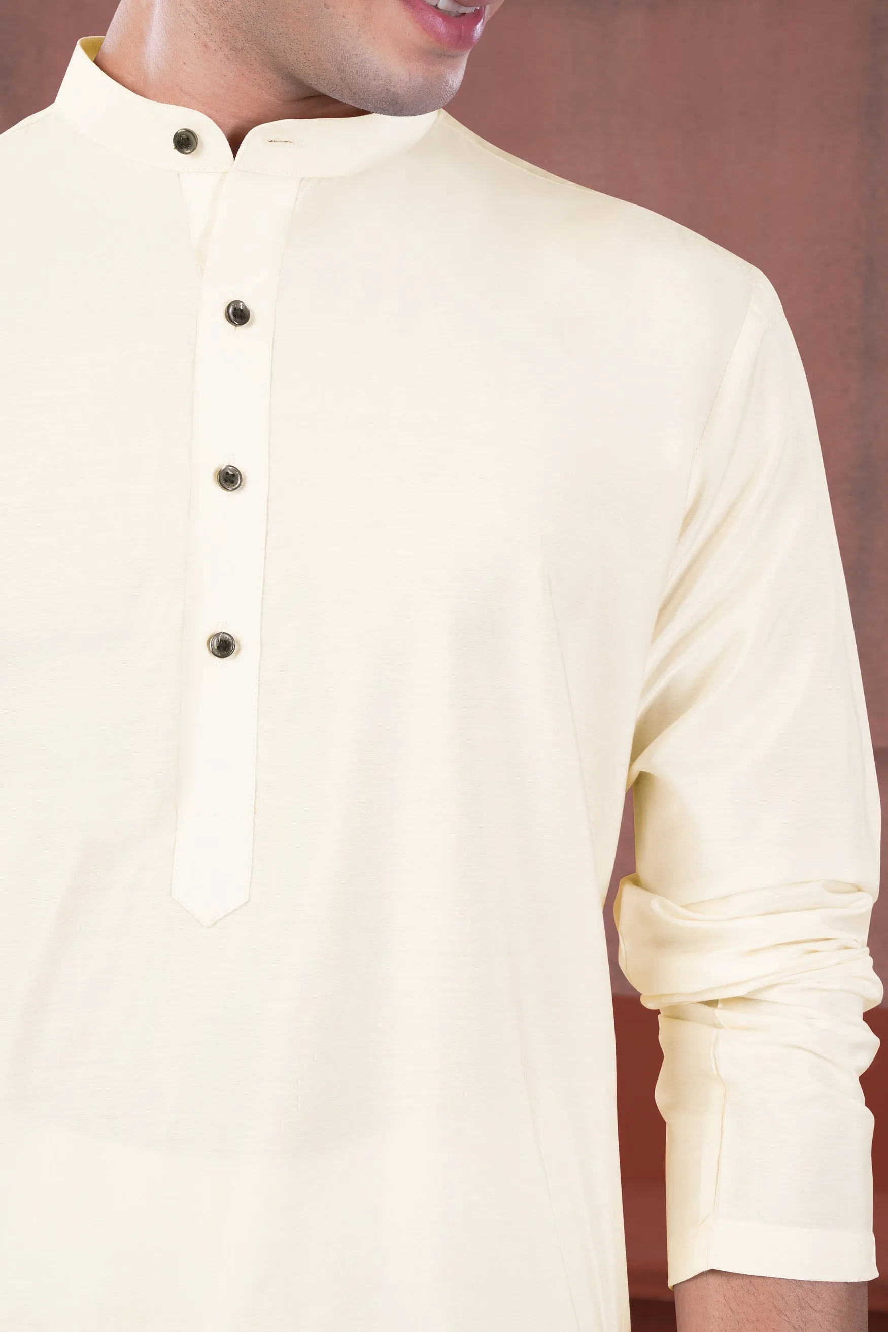 Beige Subtle Sheen Viscose Kurta Set sold by French Crown product image thumbnail 4