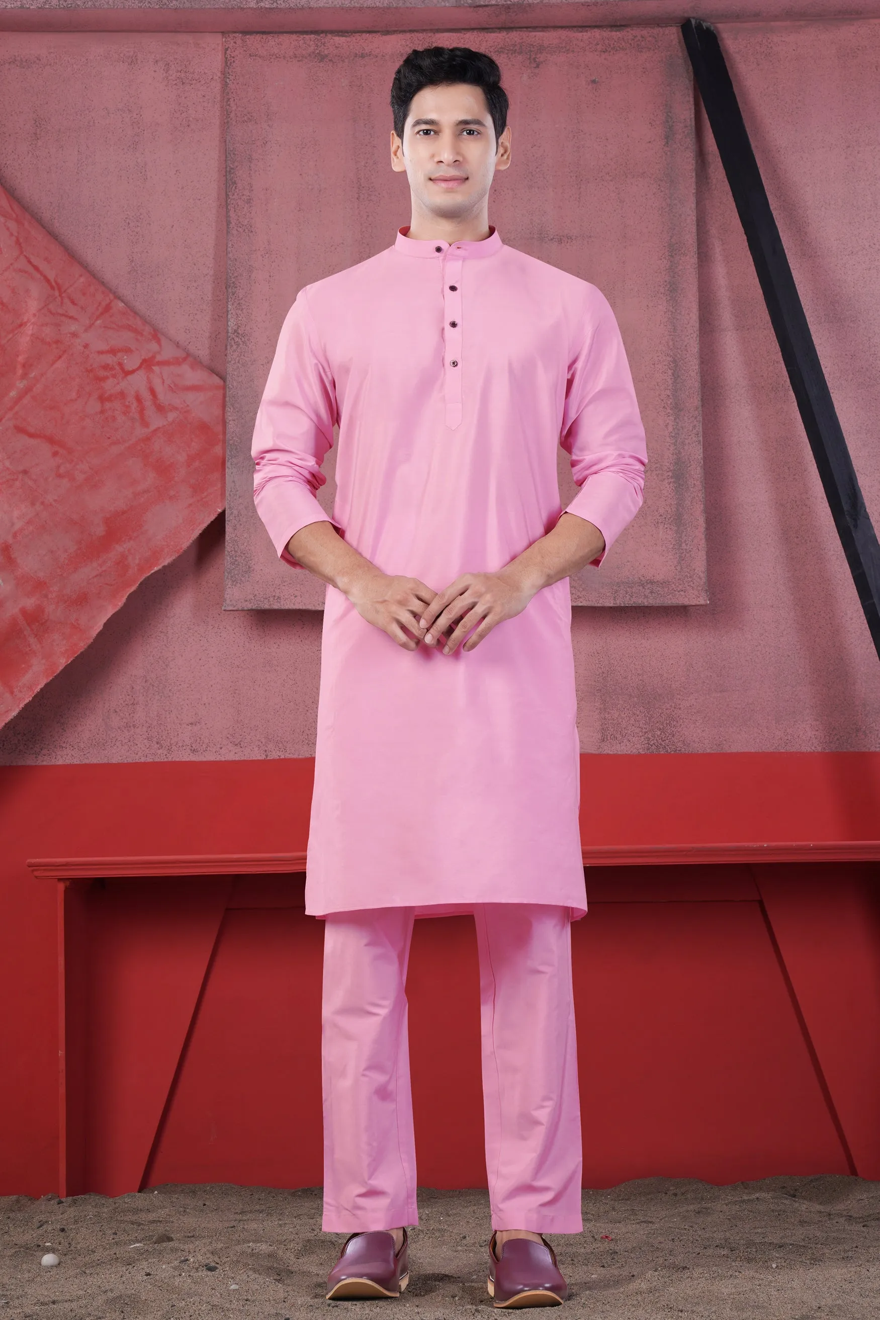 Magenta Pink Subtle Sheen Viscose Kurta Set sold by French Crown product image thumbnail 2