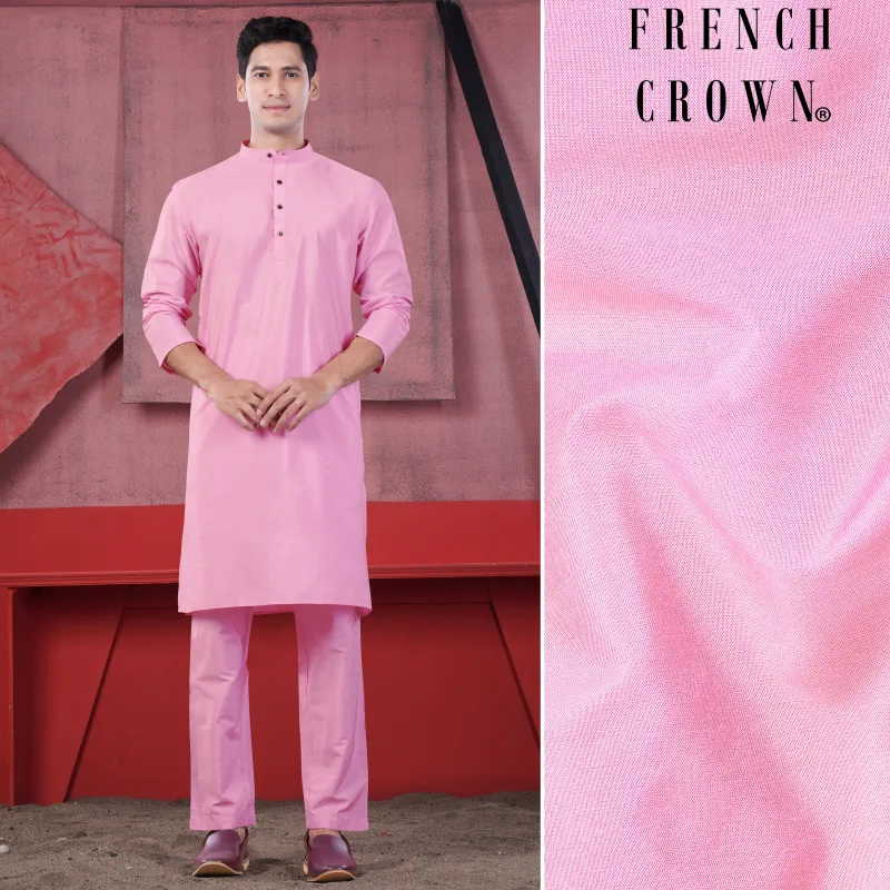 Magenta Pink Subtle Sheen Viscose Kurta Set sold by French Crown