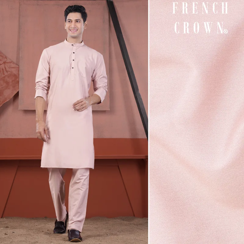 Cavern Pink Subtle Sheen Viscose Kurta Set sold by French Crown