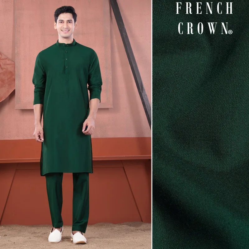 Gable Green Subtle Sheen Viscose Kurta Set sold by French Crown