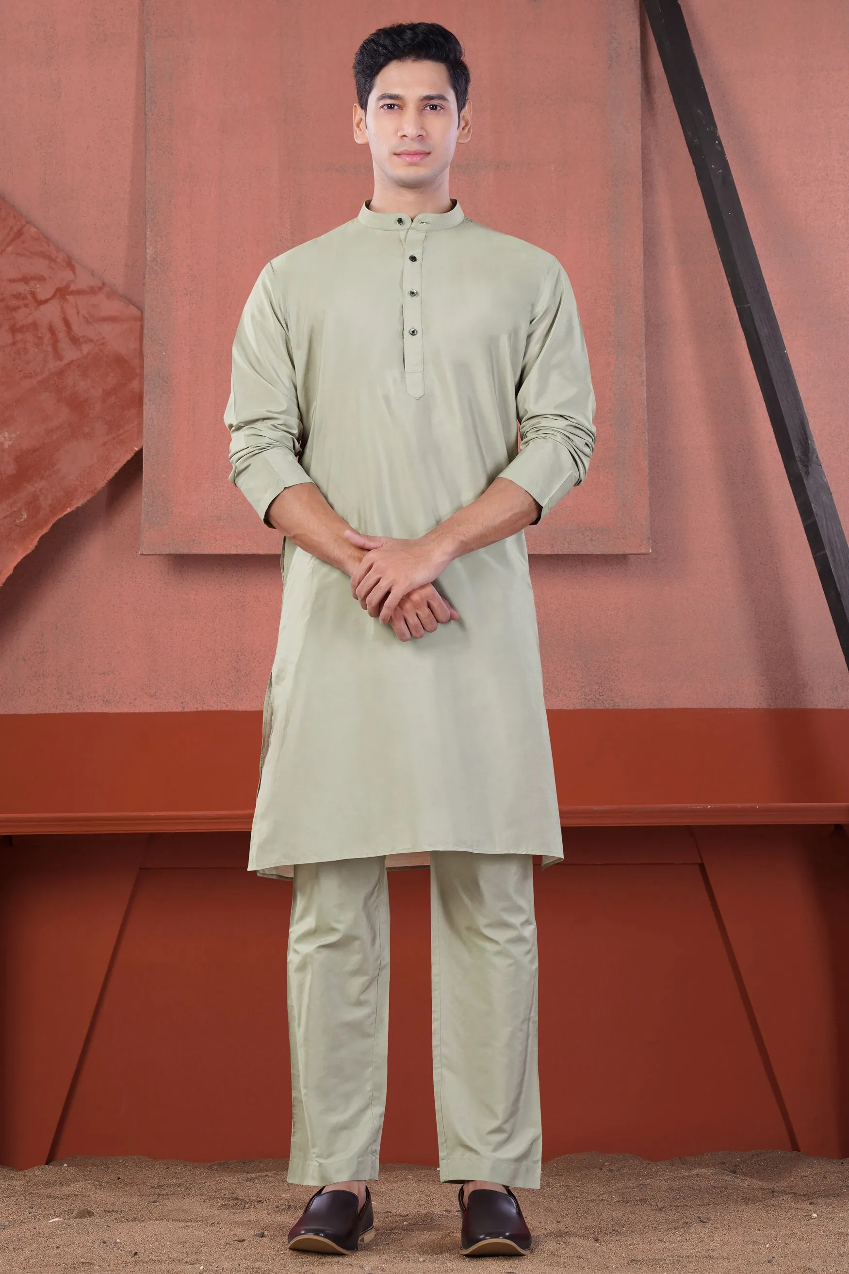 Artichoke Gray Subtle Sheen Viscose Kurta Set sold by French Crown product image thumbnail 2