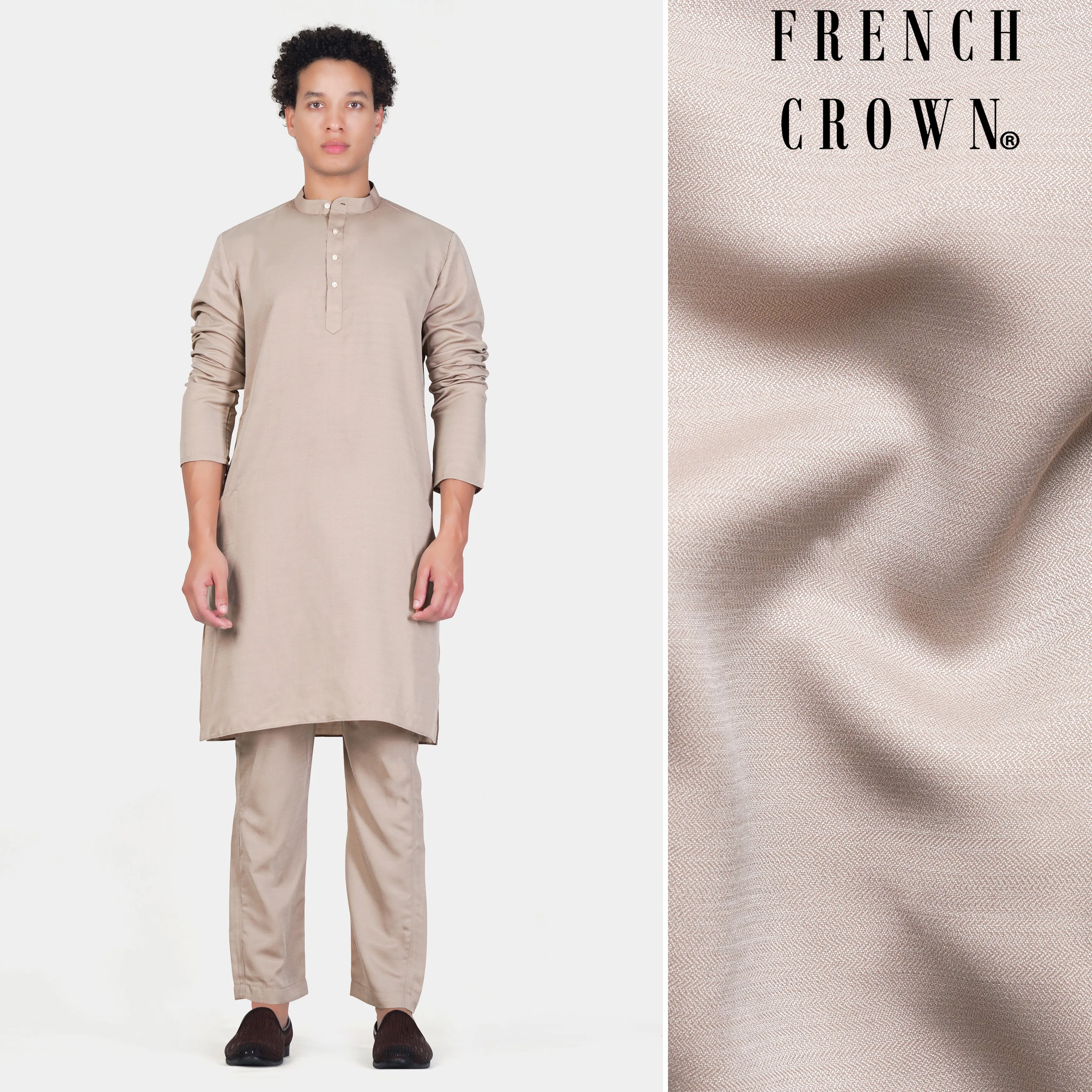 Chalice Brown Subtle Sheen Viscose Kurta Set sold by French Crown