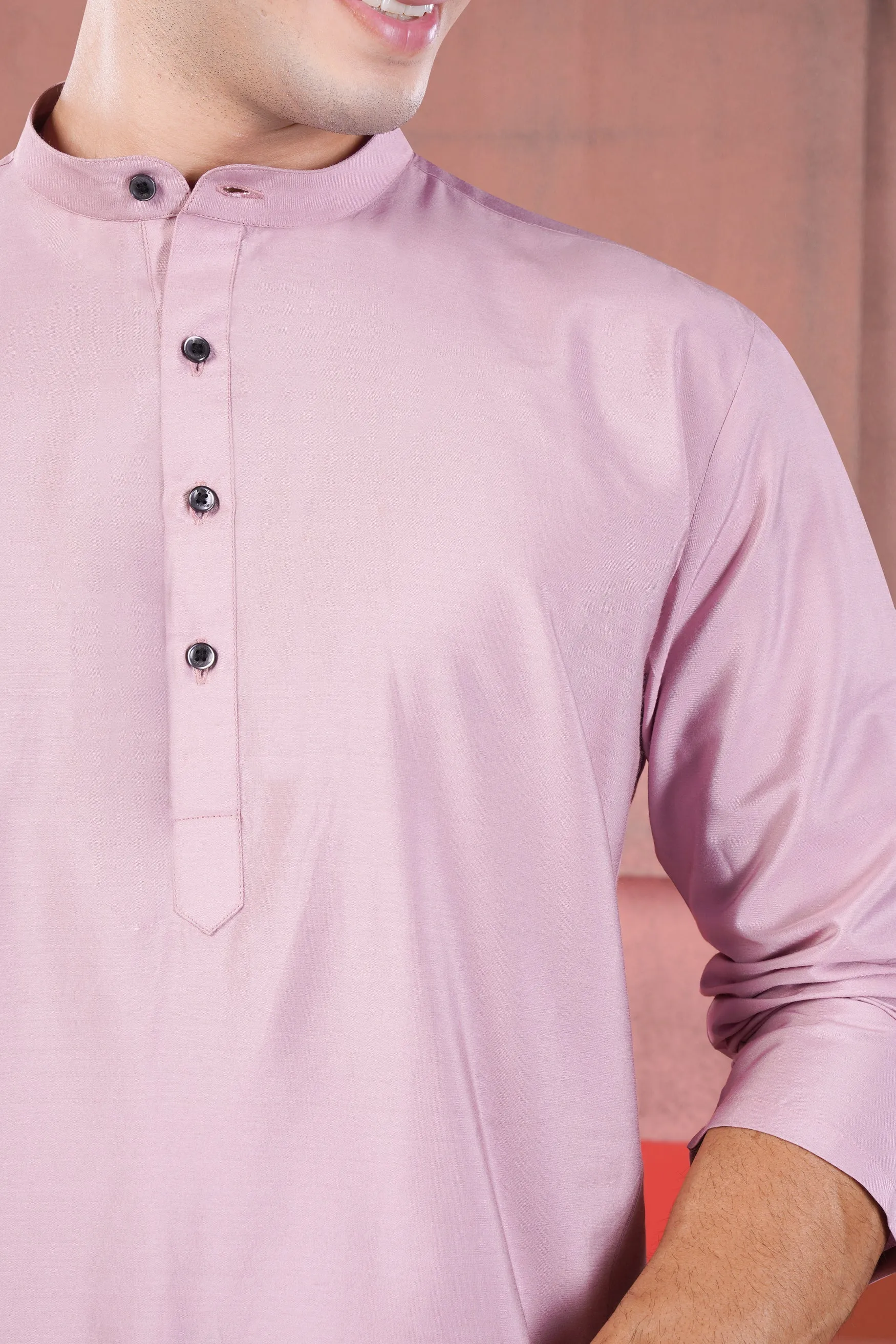 Melanie Pink Subtle Sheen Viscose Kurta sold by French Crown product image thumbnail 4